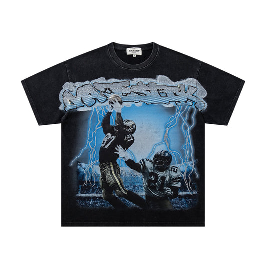 MAJESTIK Blue Football Graphic T-Shirt ¡ª hero