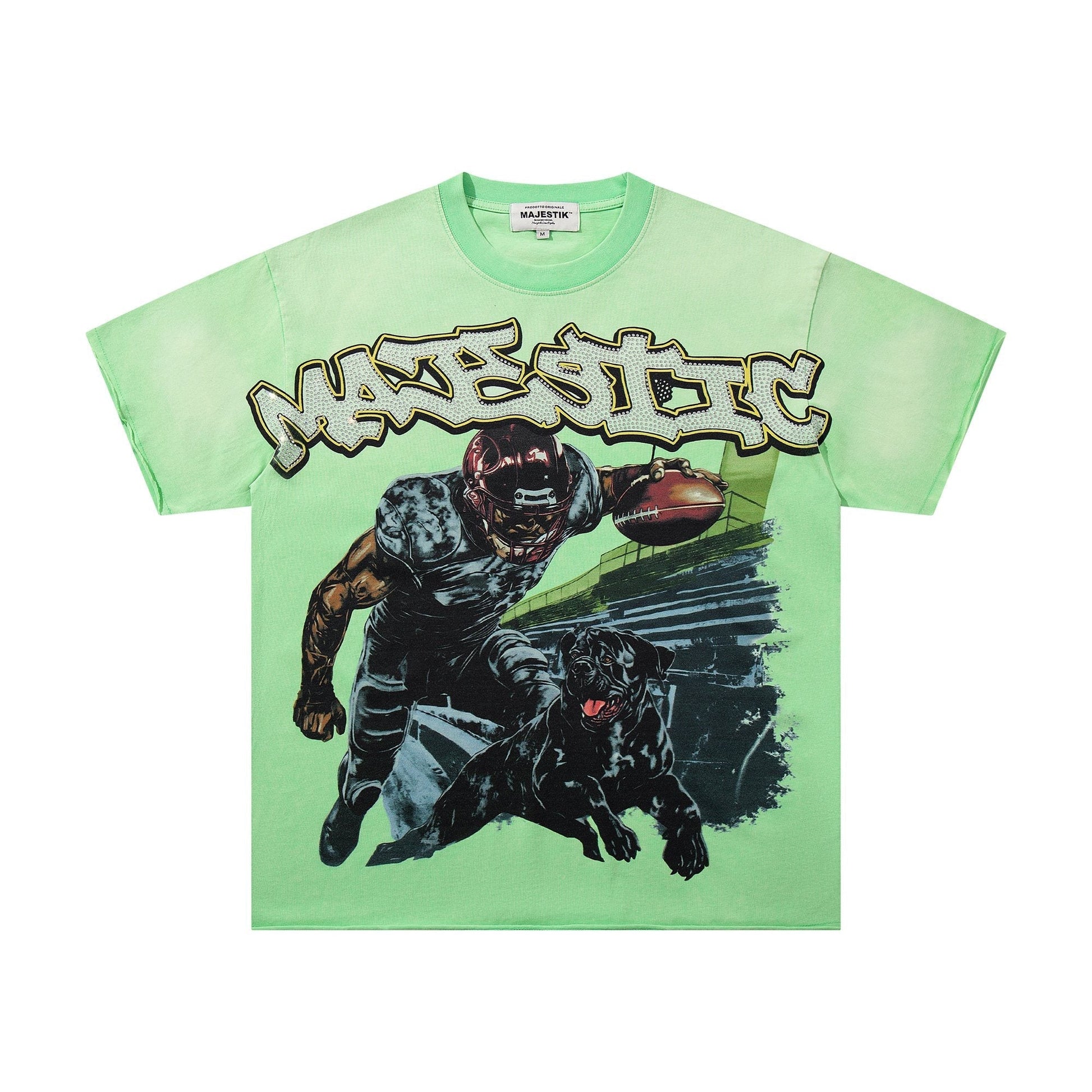 MAJESTIK Mint Green Football Graphic T-Shirt ¡ª hero