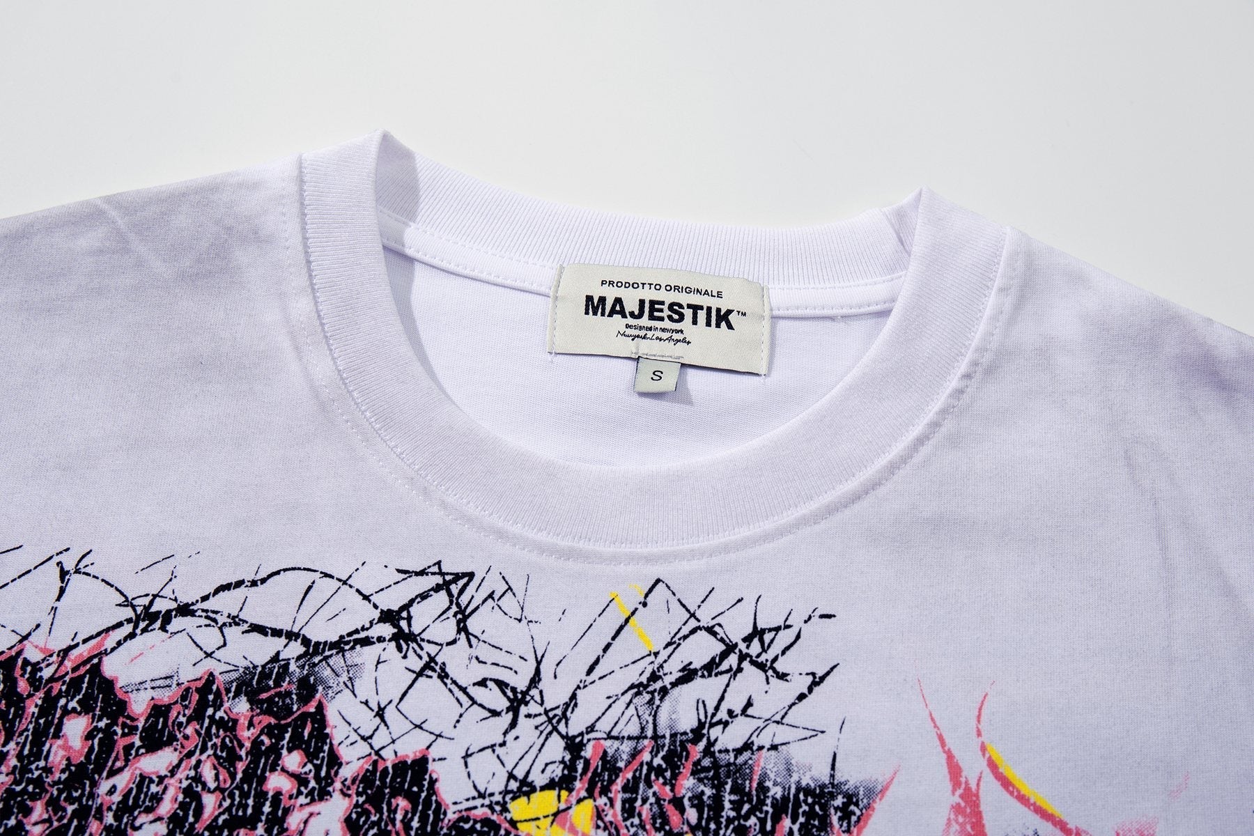 MAJESTIK Distressed Rhinestone Graphic T-Shirt ¡ª neck_label