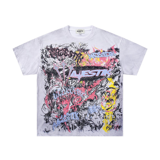 MAJESTIK Distressed Rhinestone Graphic T-Shirt ¡ª hero