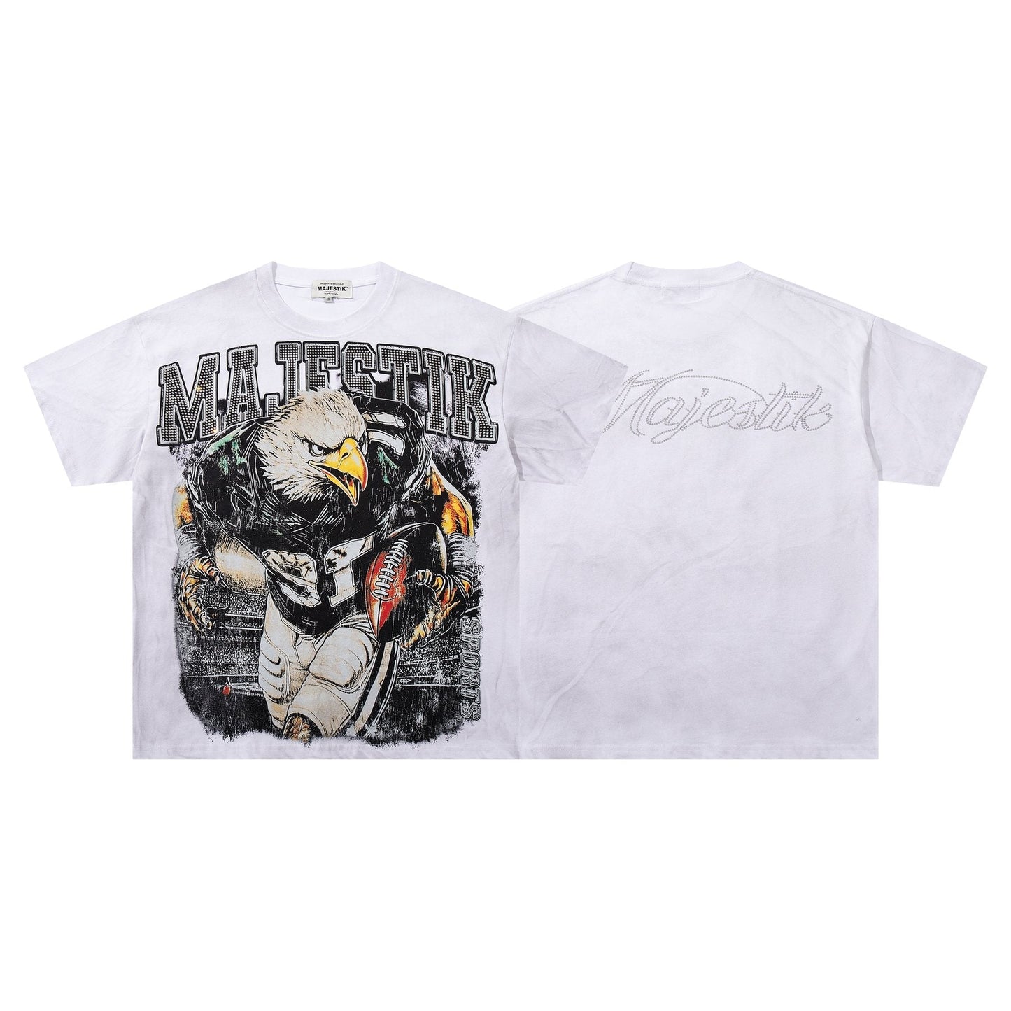 MAJESTIK Eagle Football Graphic Short-Sleeve T-Shirt - White ¡ª front