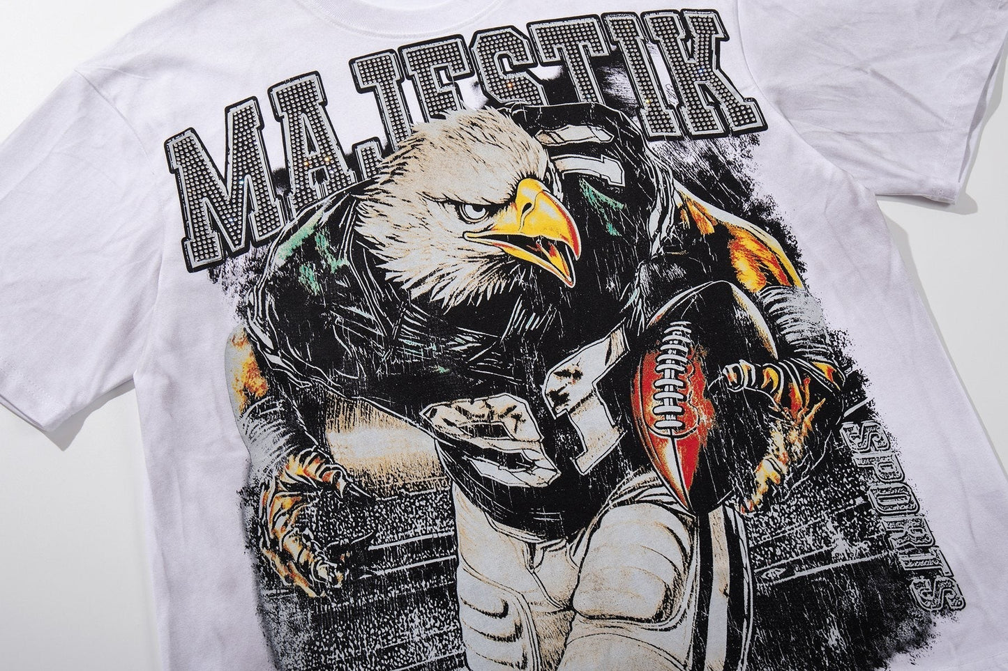 MAJESTIK Eagle Football Graphic Short-Sleeve T-Shirt - White ¡ª detail