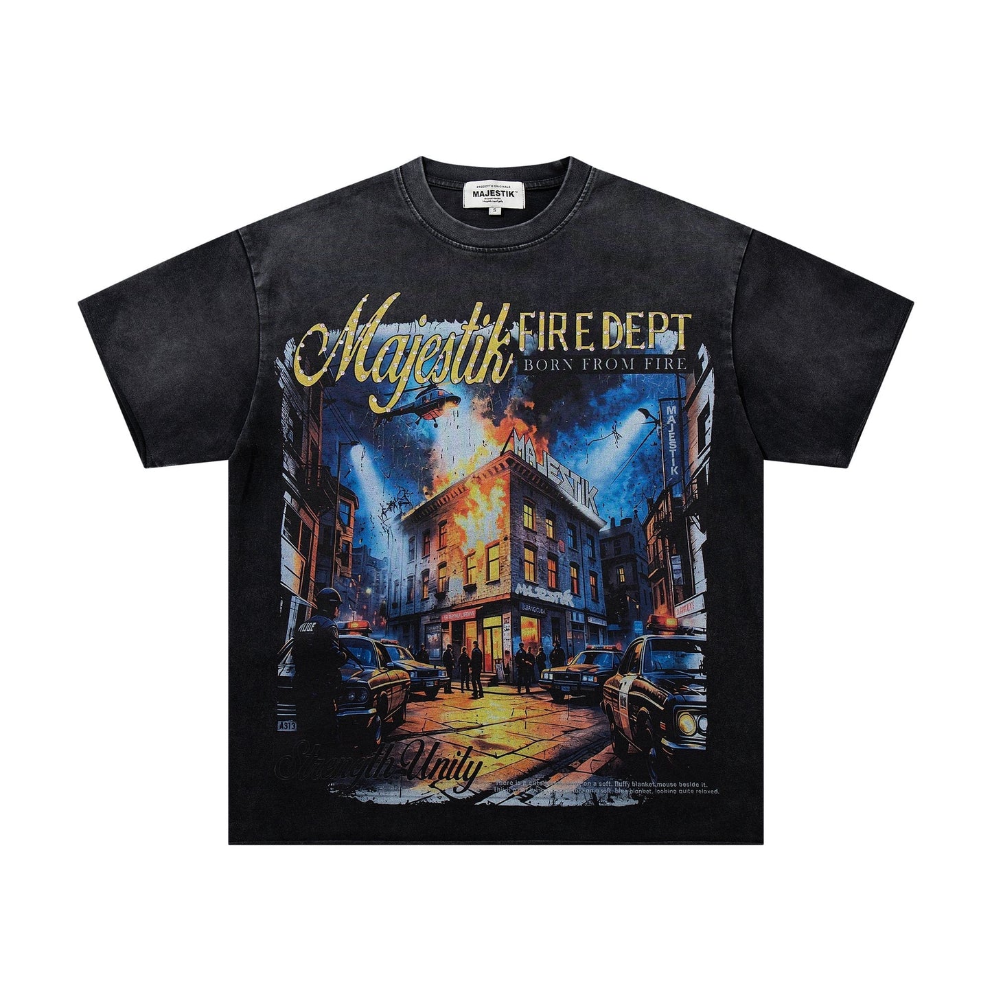 MAJESTIK Washed Black Rhinestone Graphic Short-Sleeve T-Shirt ¡ª hero