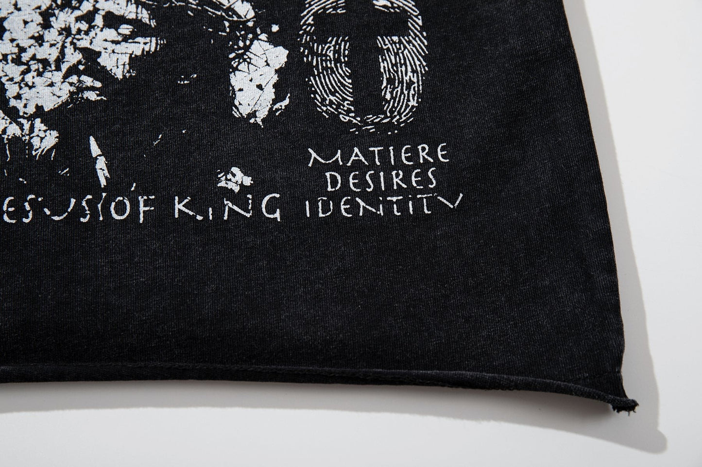 MAJESTIK Washed Black Distressed Graphic T-Shirt ¡ª detail