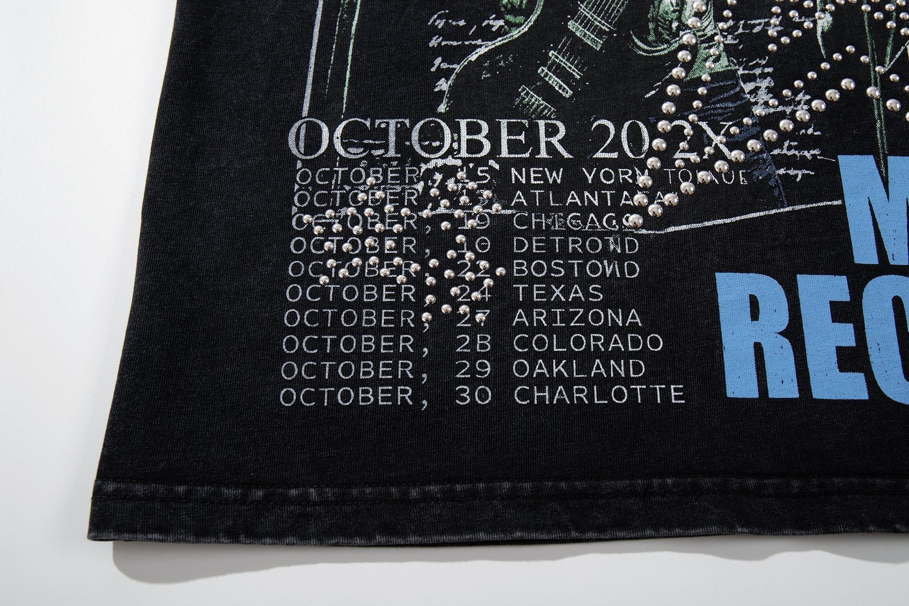 MAJESTIK Washed Black Concert-Collage Graphic T-Shirt ¡ª detail