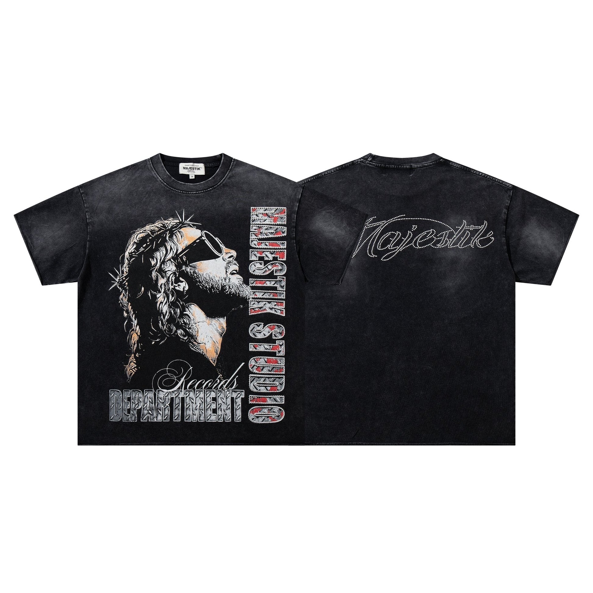 MAJESTIK Washed Black Graphic T-Shirt ¡ª hero