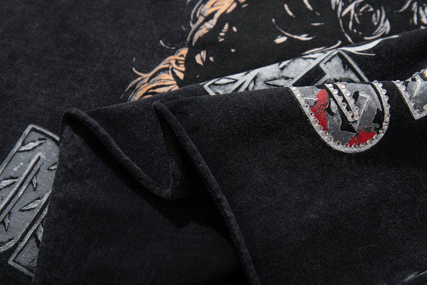 MAJESTIK Washed Black Graphic T-Shirt ¡ª detail