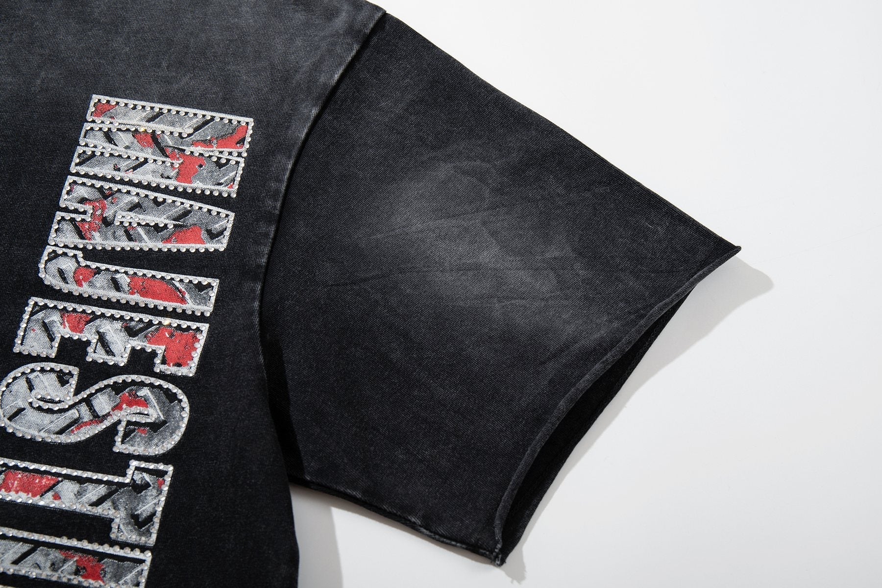 MAJESTIK Washed Black Graphic T-Shirt ¡ª detail