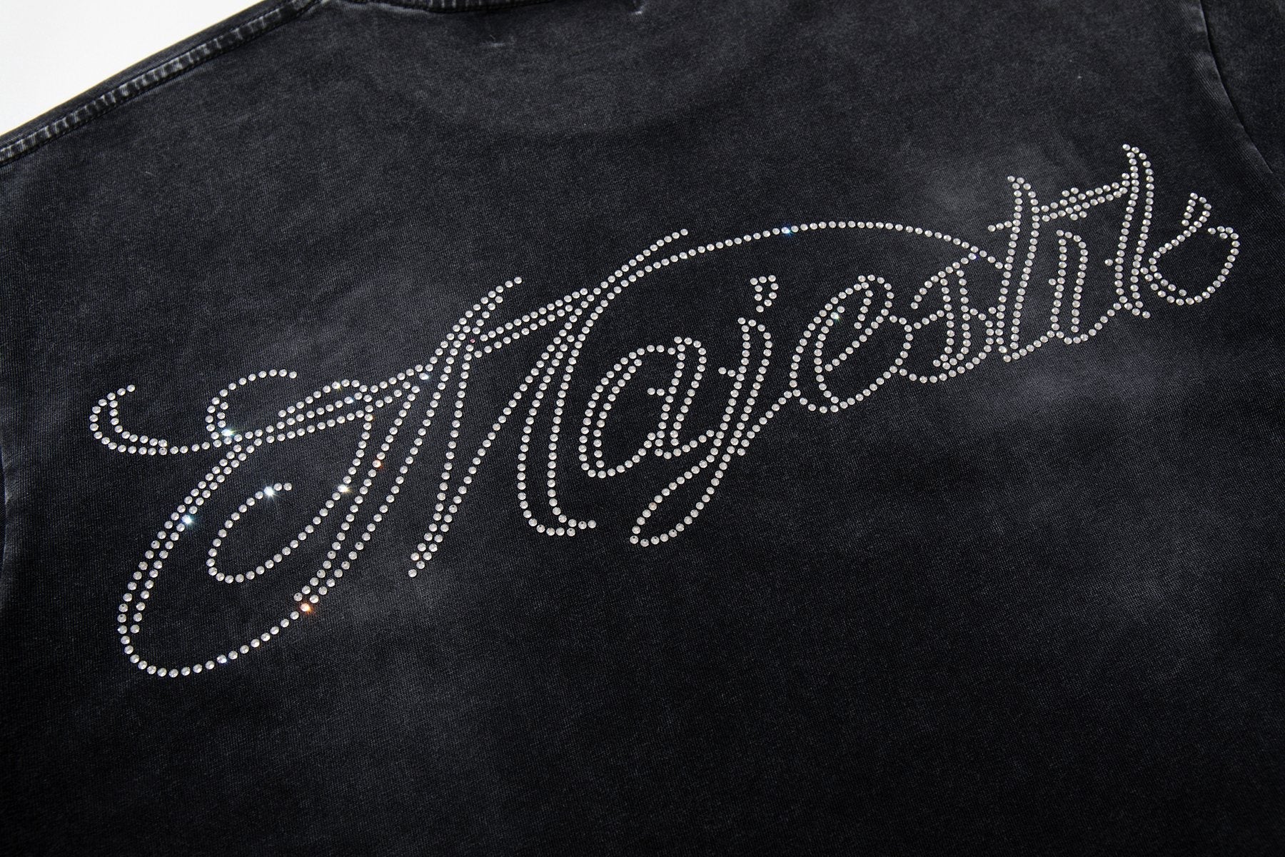 MAJESTIK Washed Black Graphic T-Shirt ¡ª detail