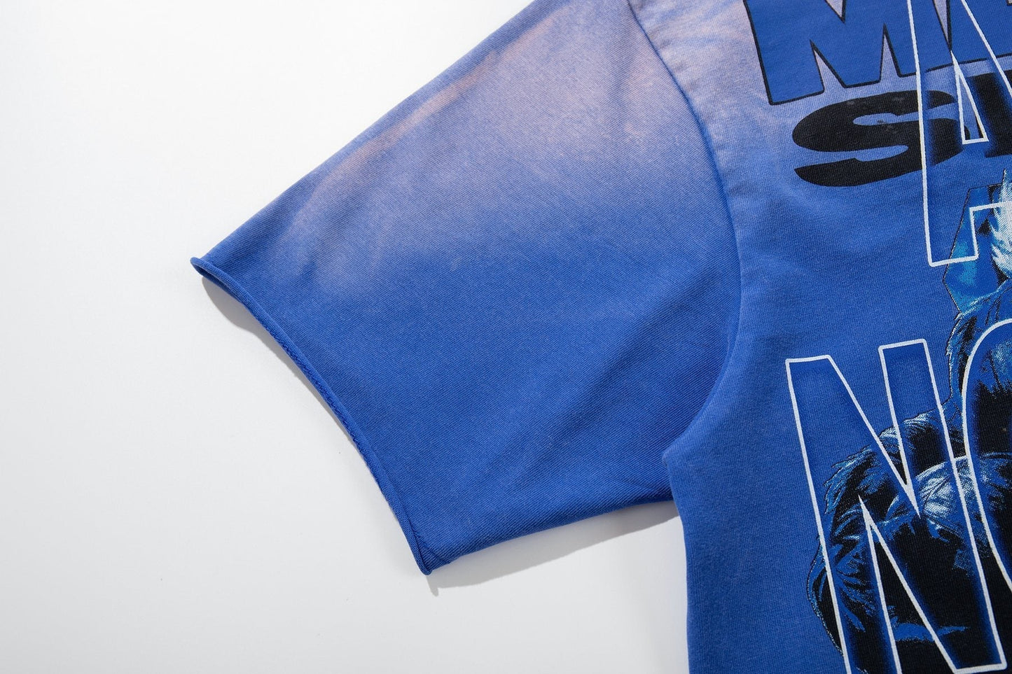 MAJESTIK Washed Blue Front & Back Graphic Short-Sleeve T-Shirt ¡ª detail