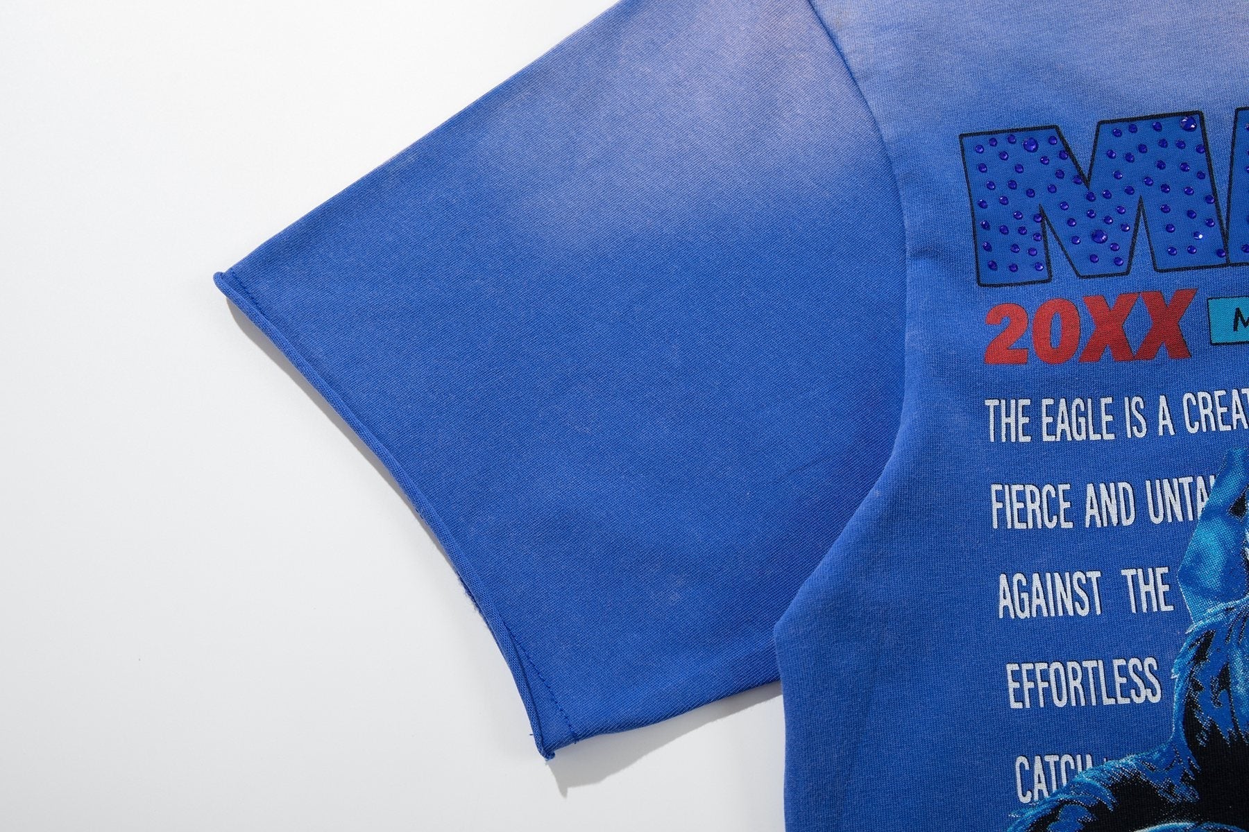 MAJESTIK Washed Blue Front & Back Graphic Short-Sleeve T-Shirt ¡ª detail