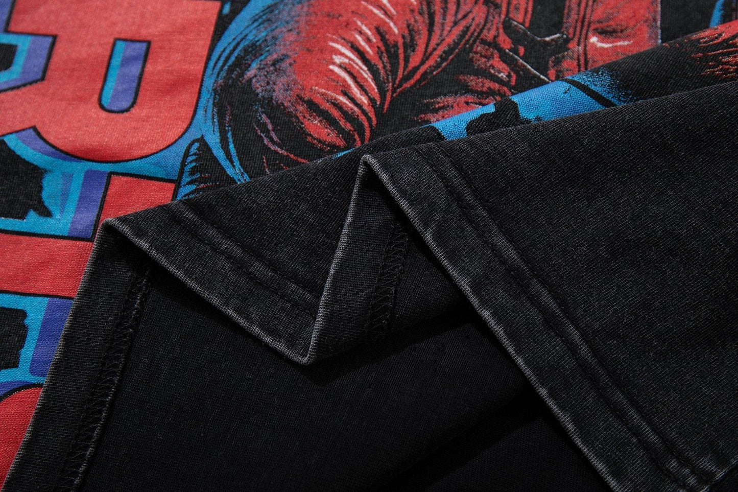 MAJESTIK Washed Black Boxing Graphic T-Shirt ¡ª detail