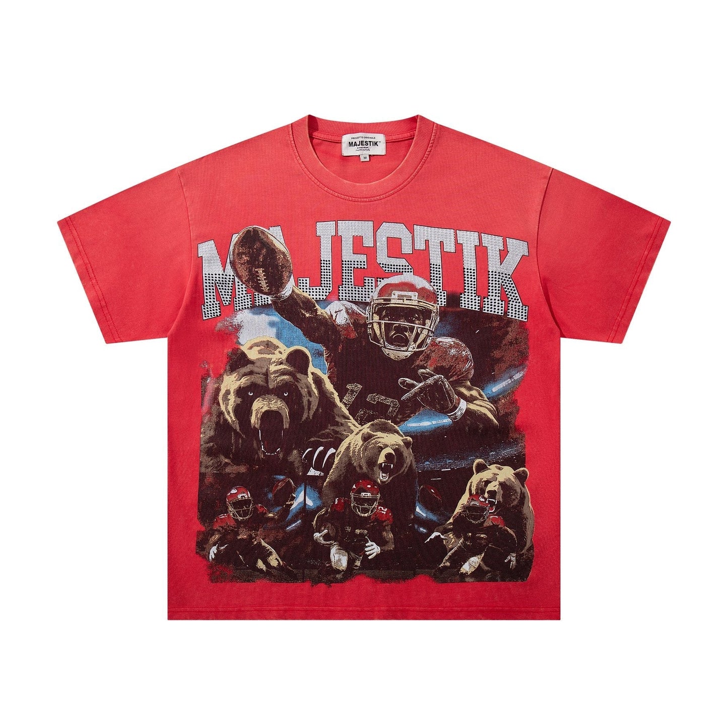 MAJESTIK Football Bear Graphic Short-Sleeve T-Shirt ¡ª front