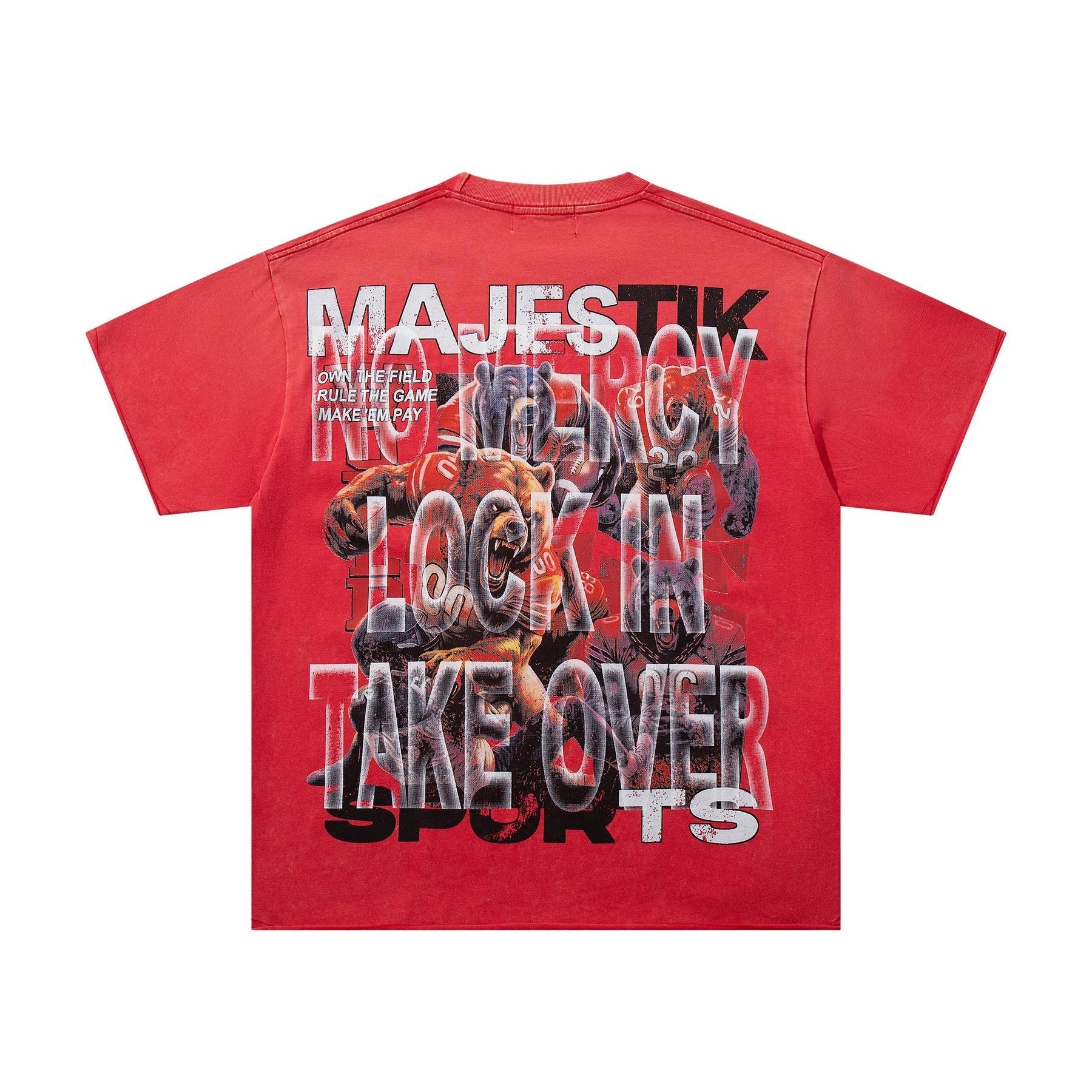 MAJESTIK Red Rhinestone Sports Graphic T-Shirt ¡ª back