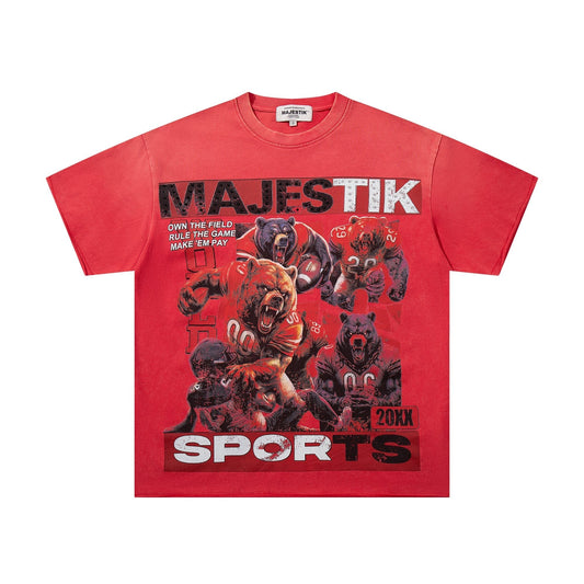 MAJESTIK Red Rhinestone Sports Graphic T-Shirt ¡ª hero