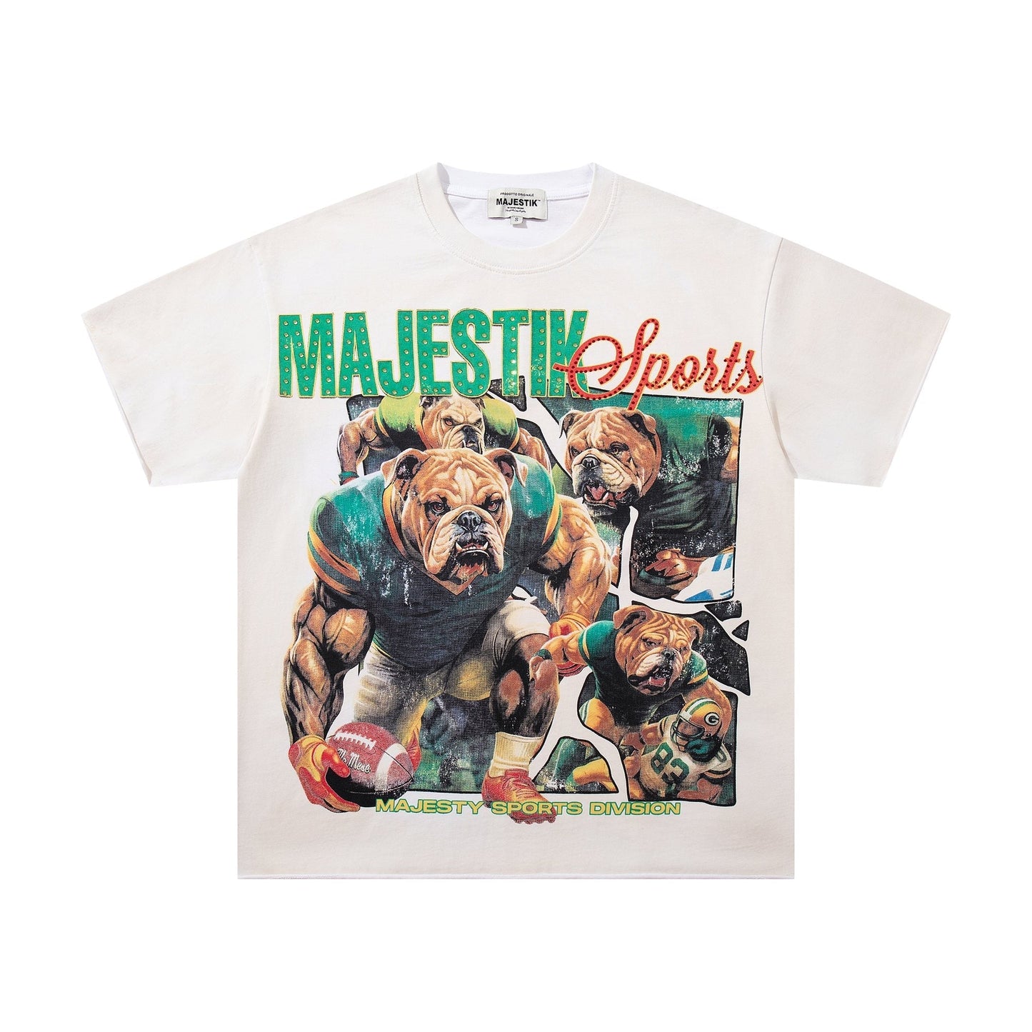 MAJESTIK Bulldog Football Graphic Short-Sleeve T-Shirt - White ¡ª hero