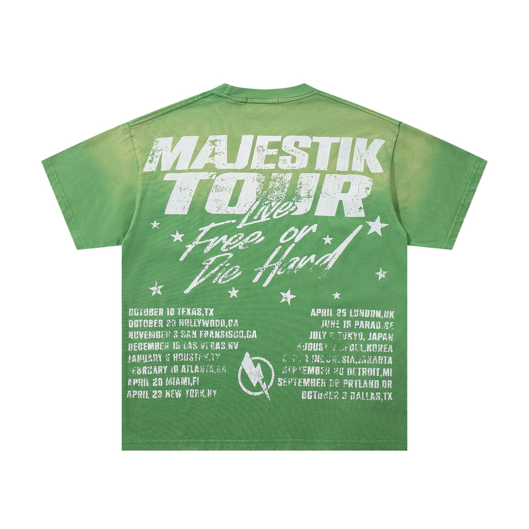 MAJESTIK Green Distressed Tour Graphic T-Shirt ¡ª back