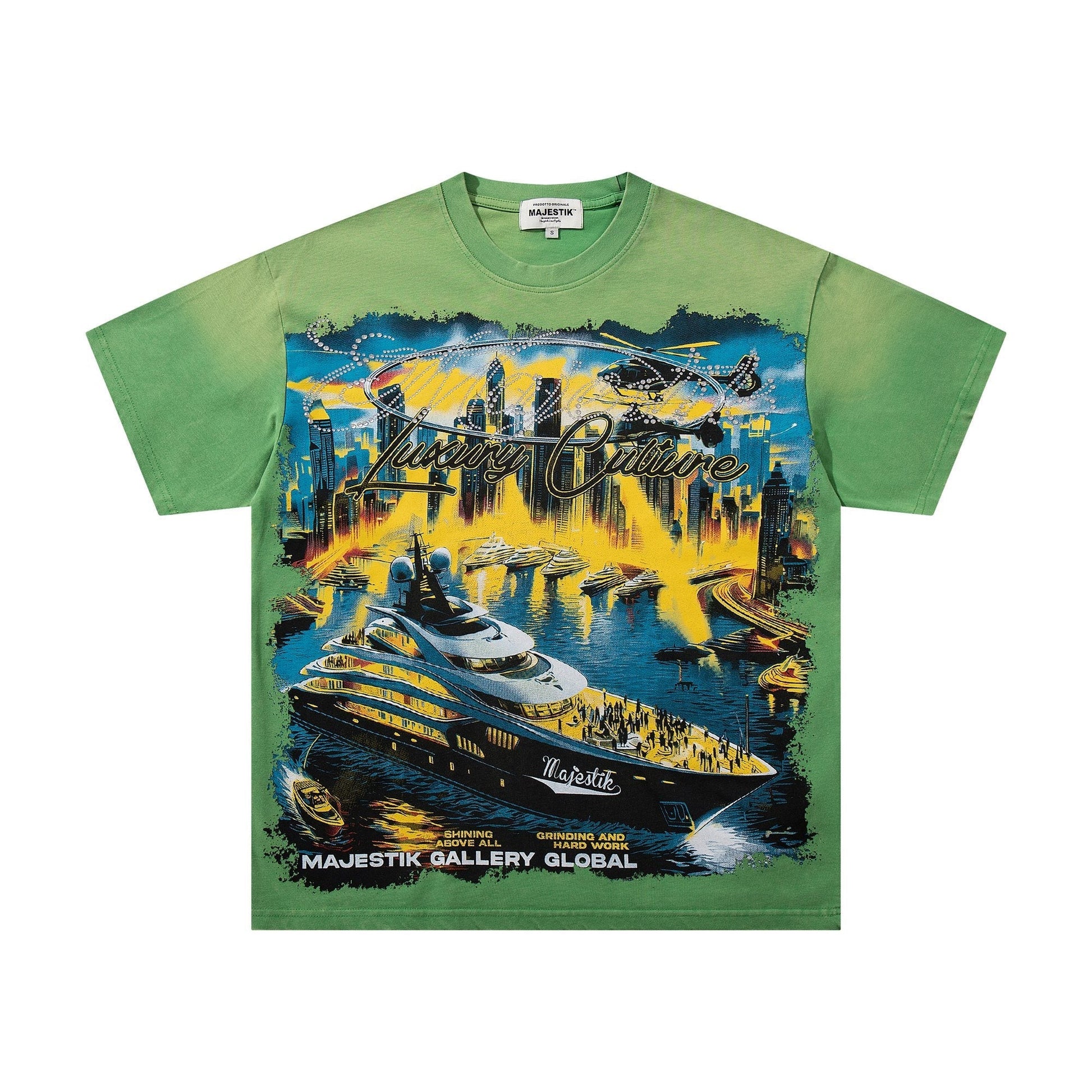MAJESTIK Green Distressed Tour Graphic T-Shirt ¡ª hero