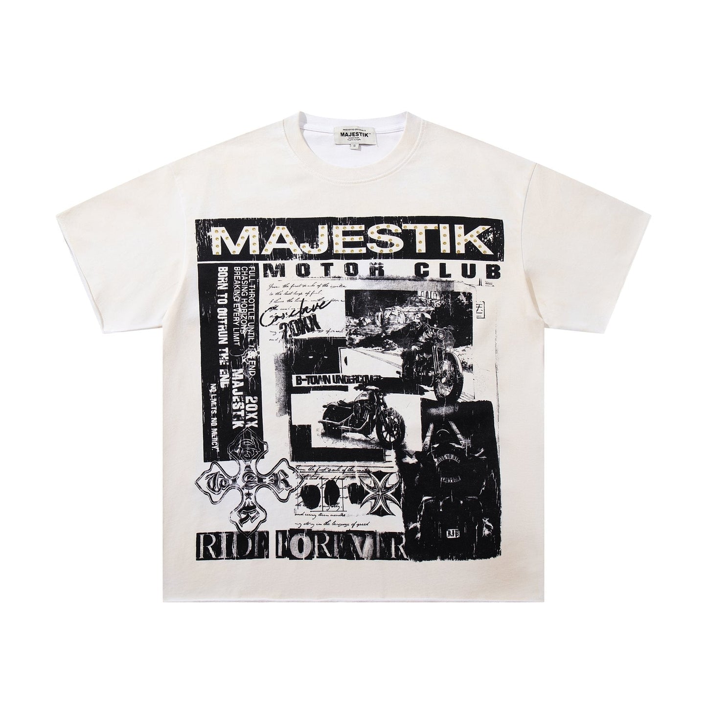 MAJESTIK Distressed Rhinestone Graphic T-Shirt ¡ª front