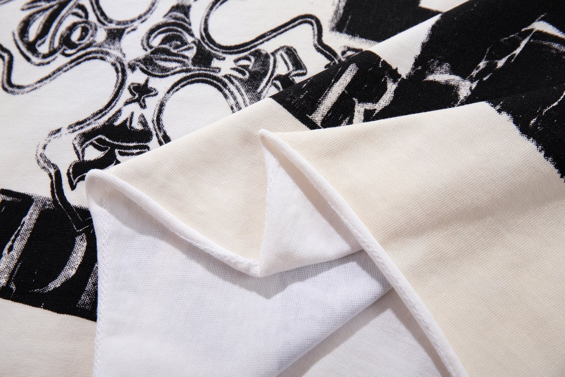 MAJESTIK Distressed Rhinestone Graphic T-Shirt ¡ª fabric_closeup