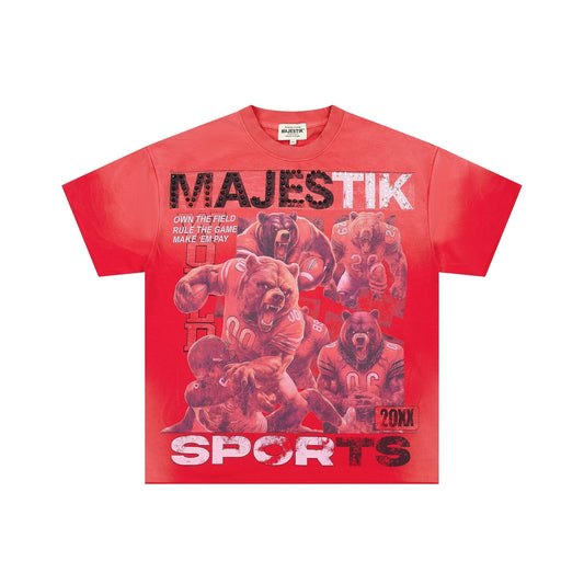 MAJESTIK Red Bear Football Graphic T-Shirt ¡ª hero