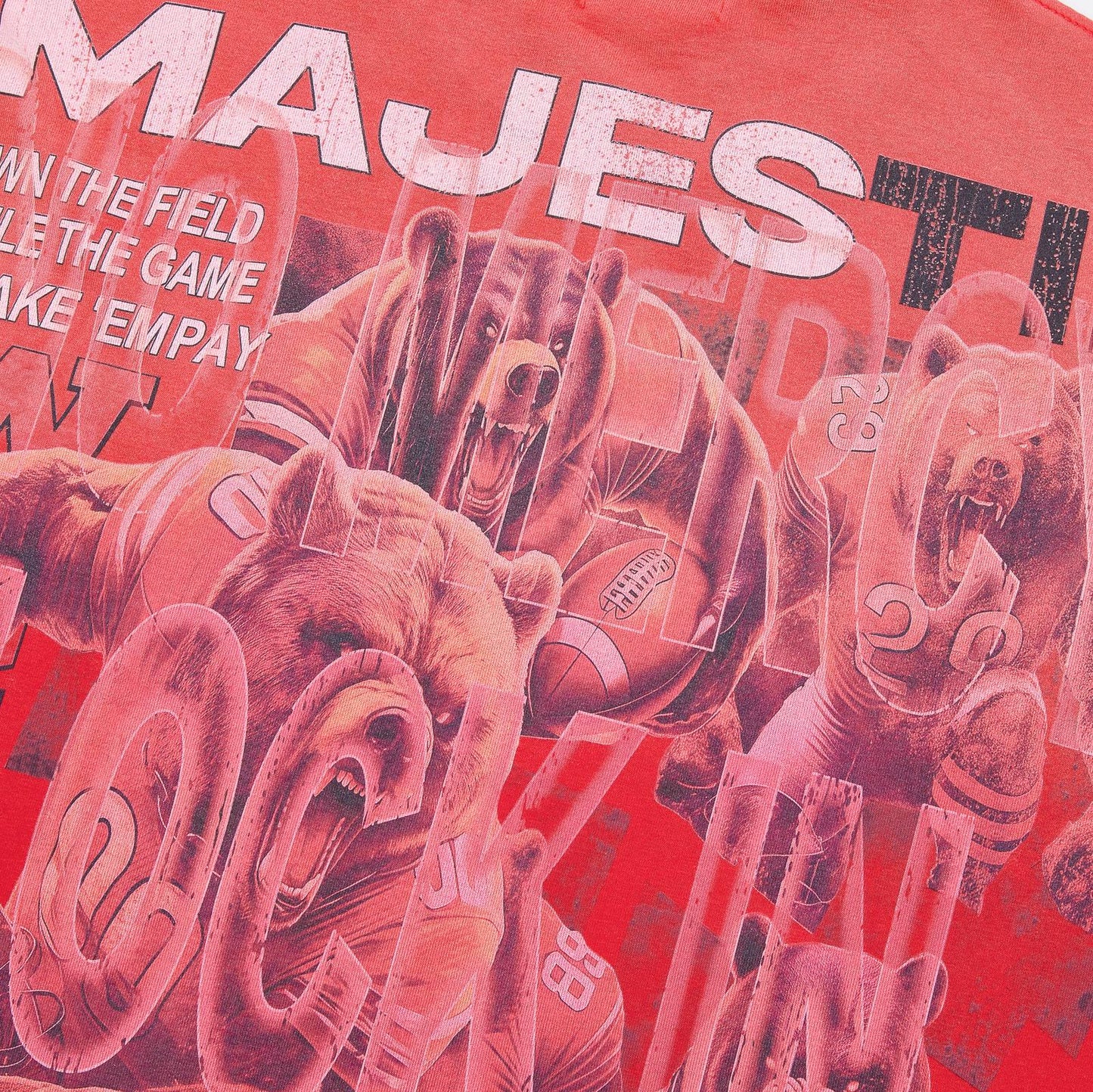 MAJESTIK Red Bear Football Graphic T-Shirt ¡ª detail