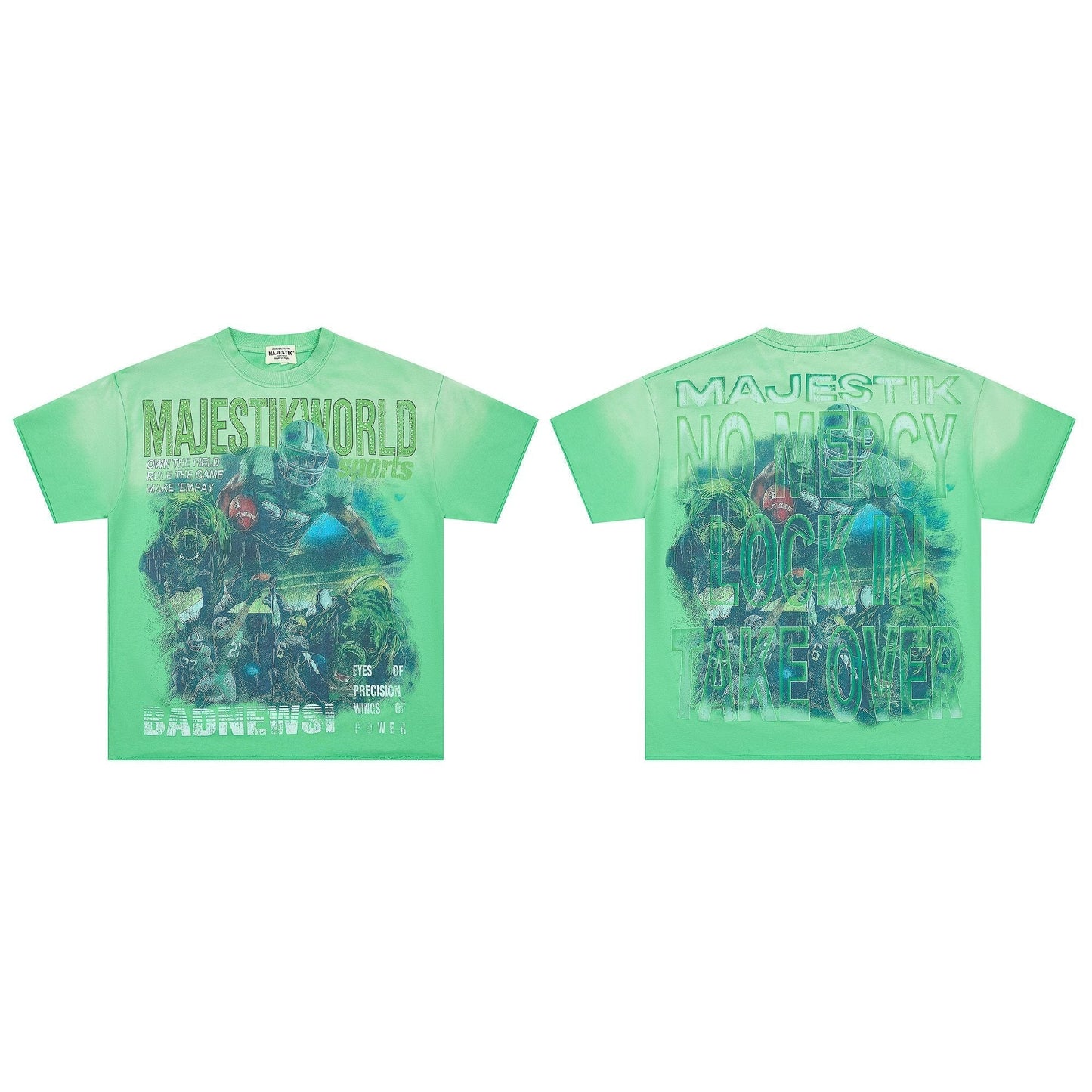 MAJESTIK Green Football Graphic T-Shirt ¡ª hero