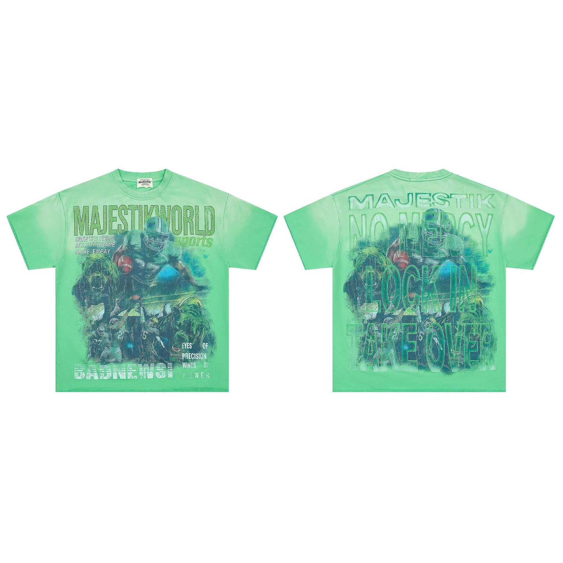 MAJESTIK Green Football Graphic T-Shirt ¡ª hero