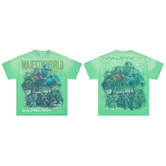 MAJESTIK Green Football Graphic T-Shirt ¡ª hero