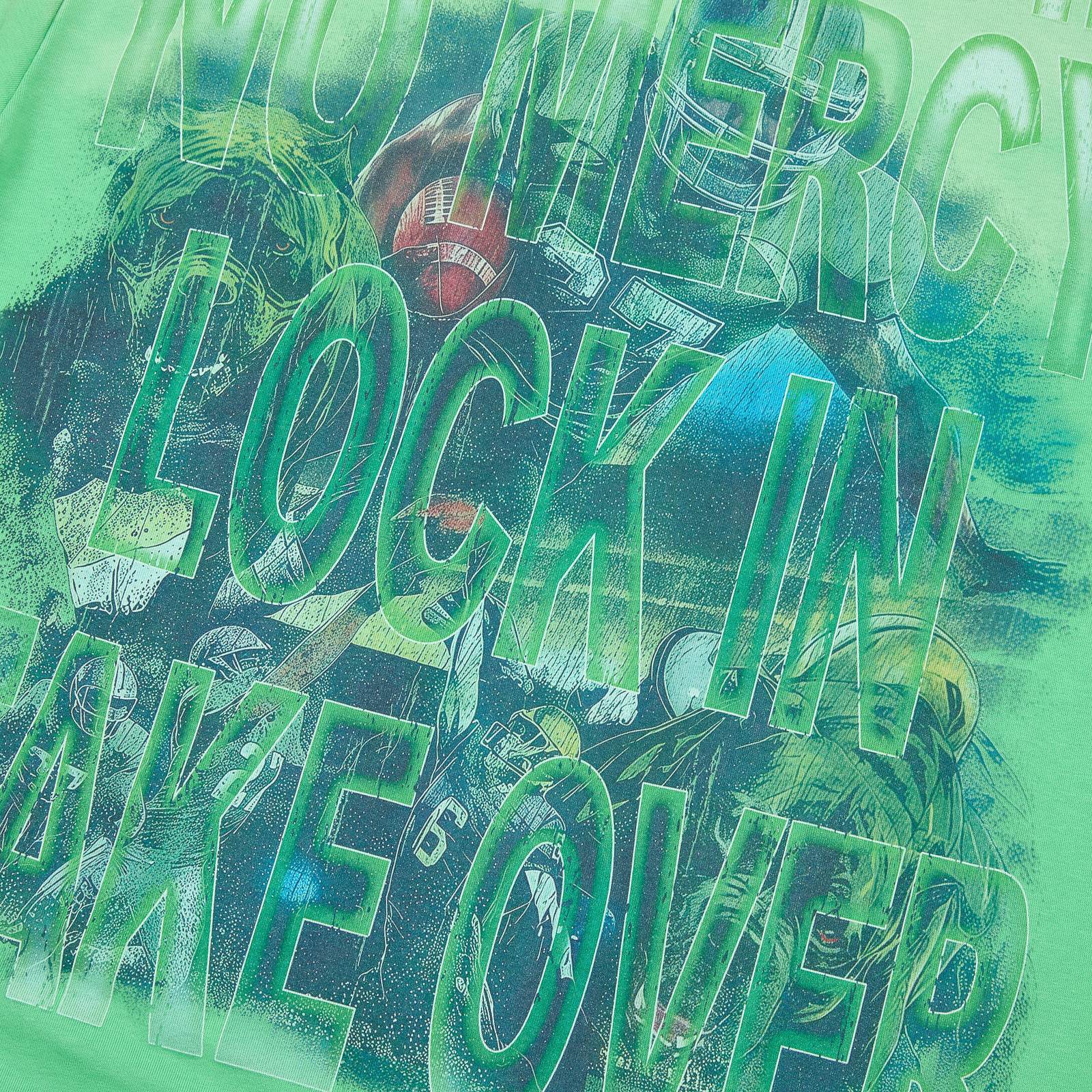 MAJESTIK Green Football Graphic T-Shirt ¡ª detail