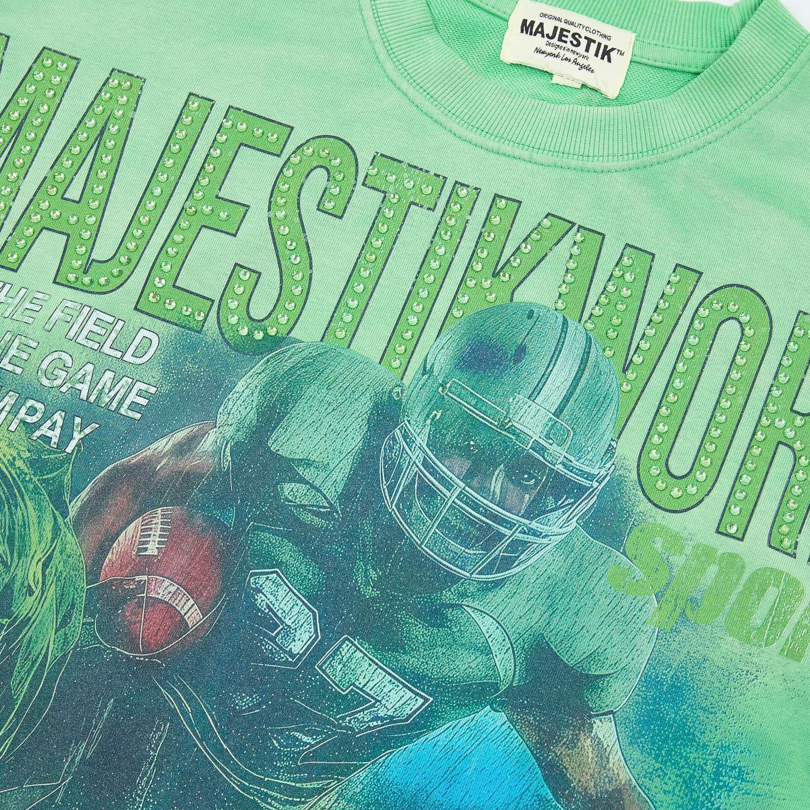 MAJESTIK Green Football Graphic T-Shirt ¡ª neck_label