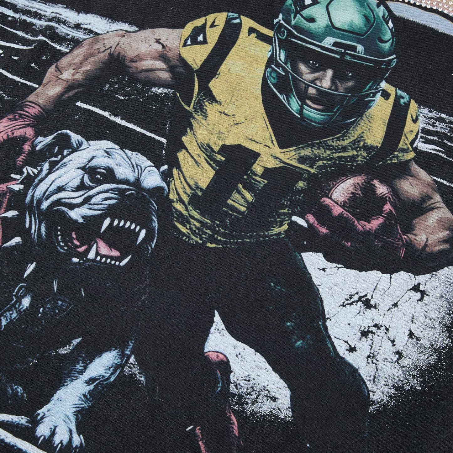 MAJESTIK Bulldog Football Graphic Cropped T-Shirt ¡ª detail