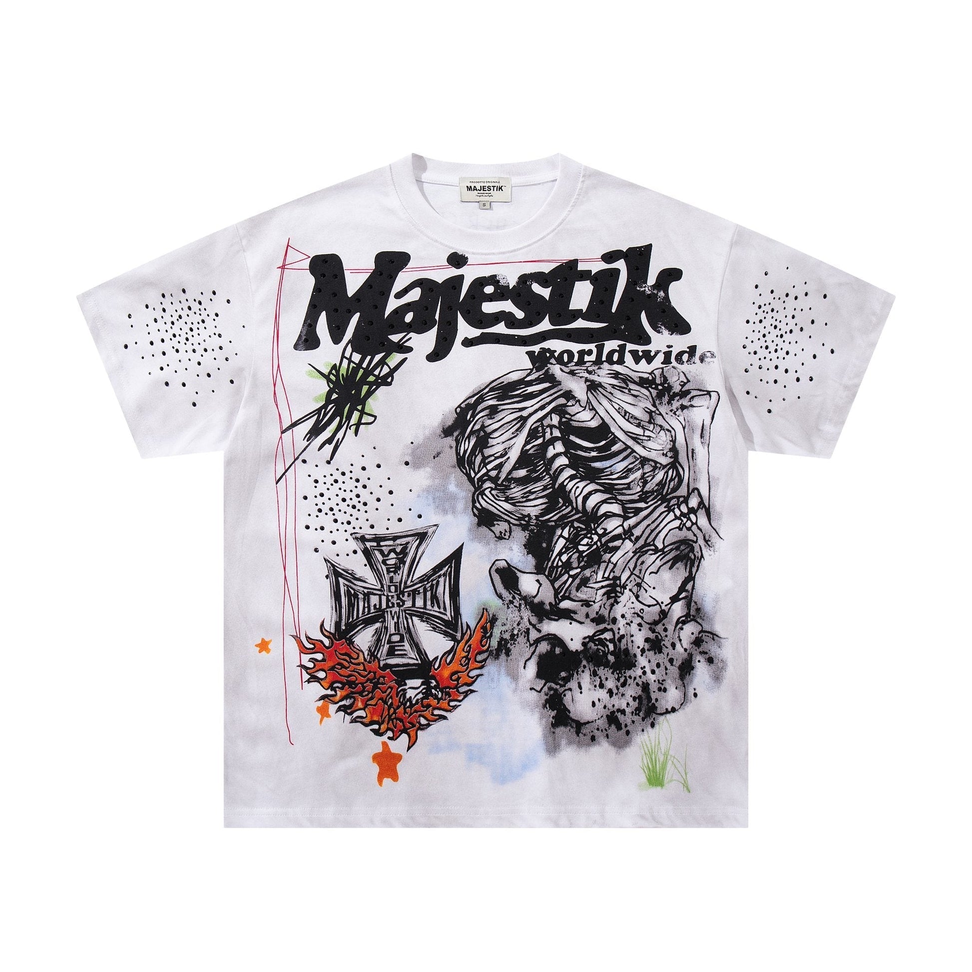 MAJESTIK Distressed Stone-Inlay Graphic T-Shirt ¡ª hero
