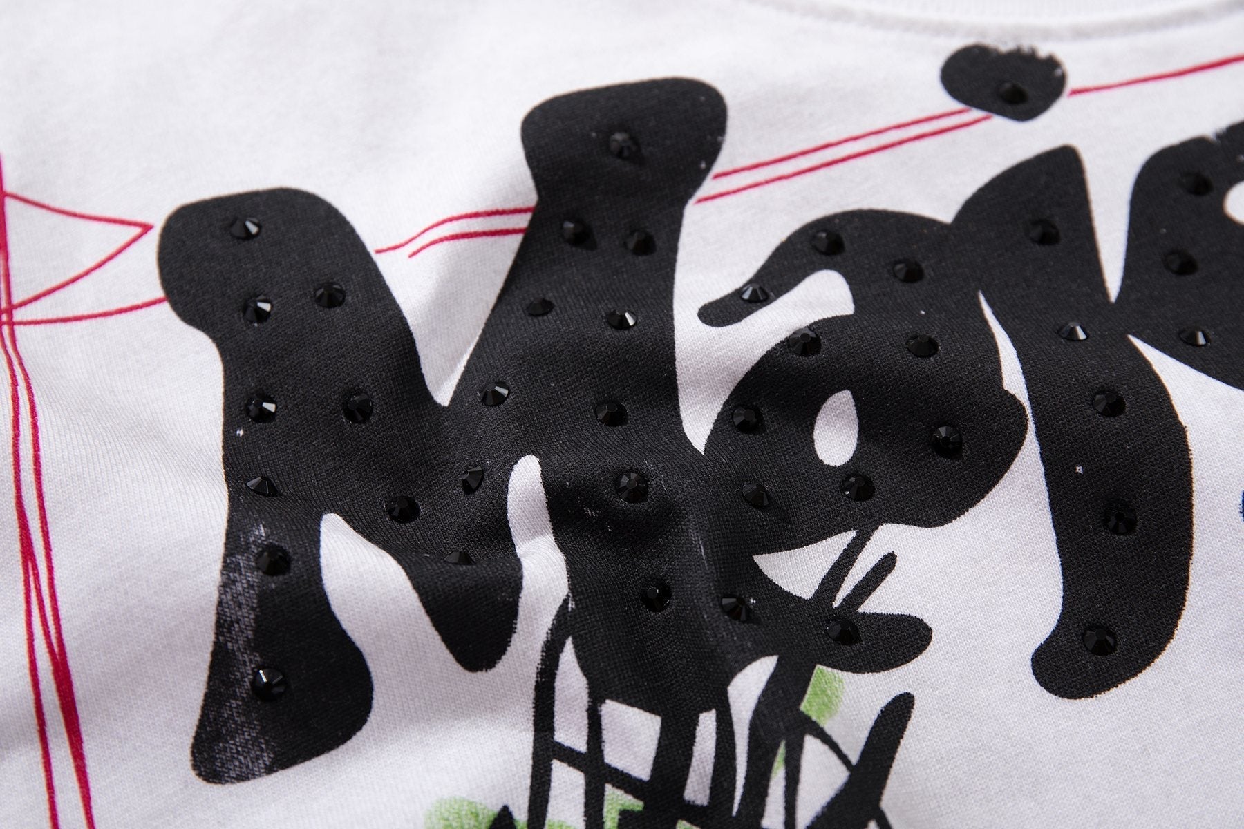 MAJESTIK Distressed Stone-Inlay Graphic T-Shirt ¡ª detail