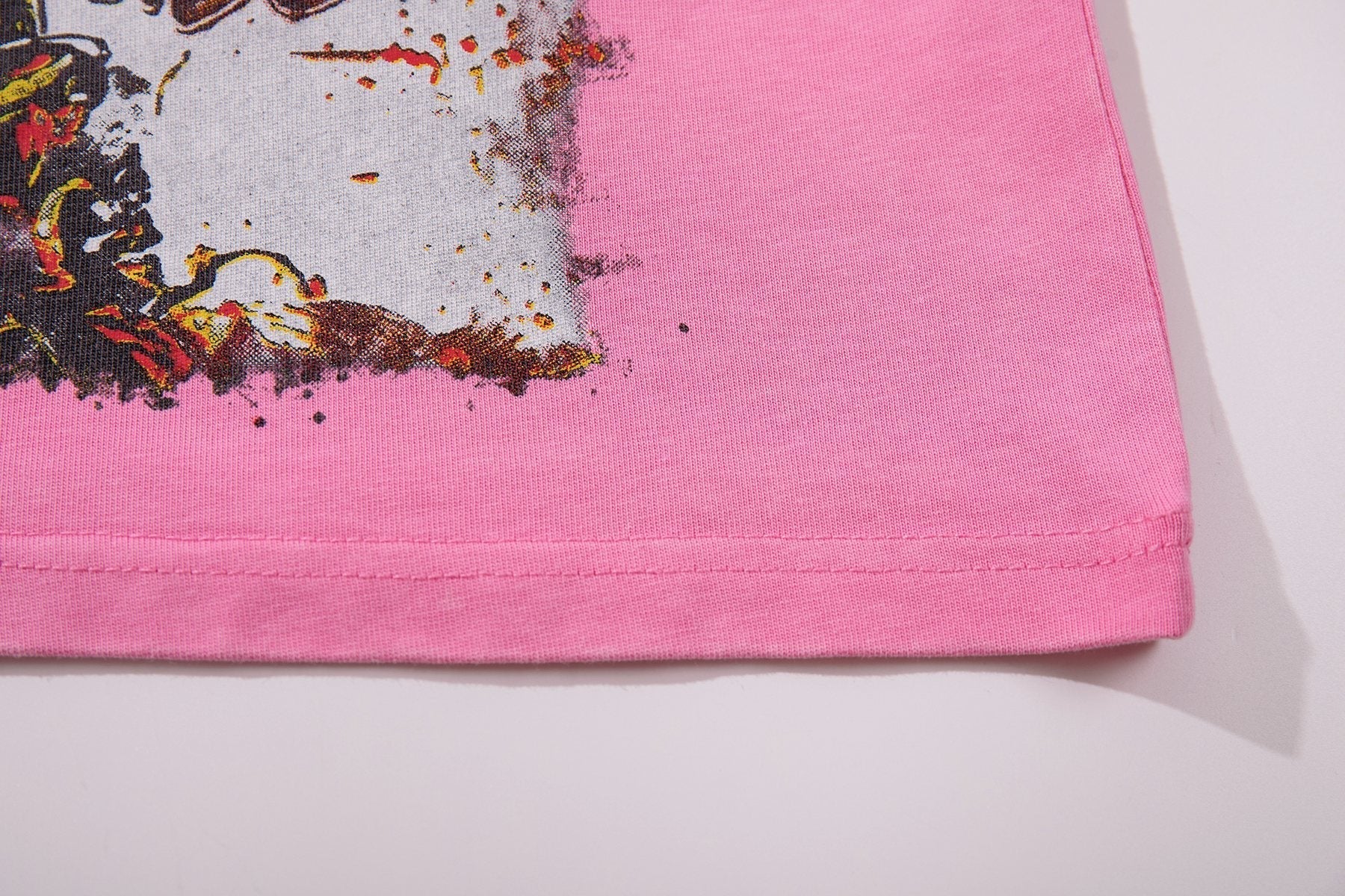 MAJESTIK Pink Rhinestone Distressed Graphic T-Shirt ¡ª detail