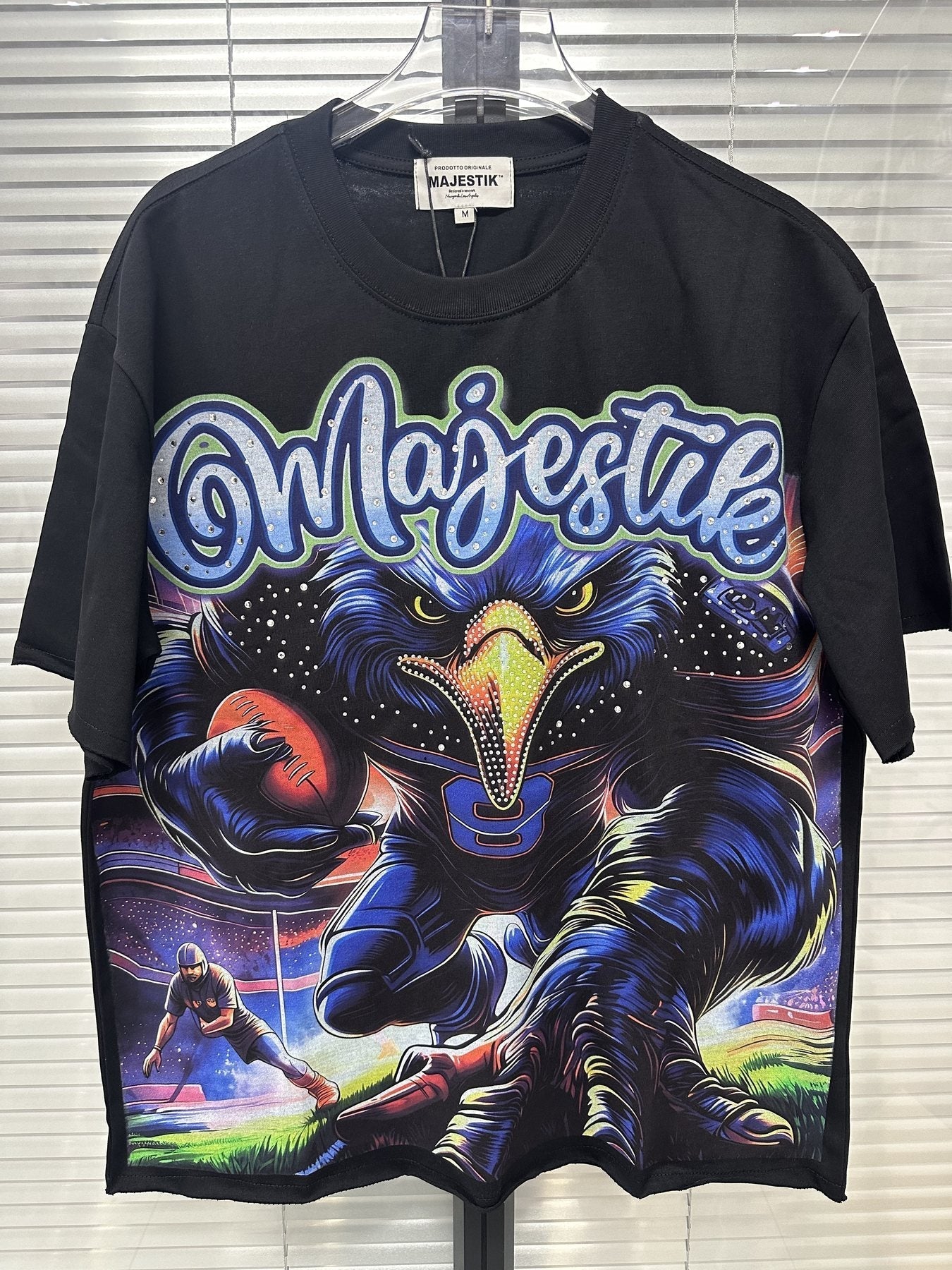 MAJESTIK Distressed Rhinestone Graphic T-Shirt ¡ª context