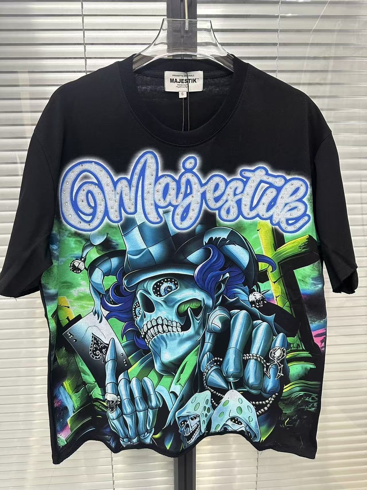 MAJESTIK Blue-Green Front & Script Back Graphic T-Shirt ¡ª context
