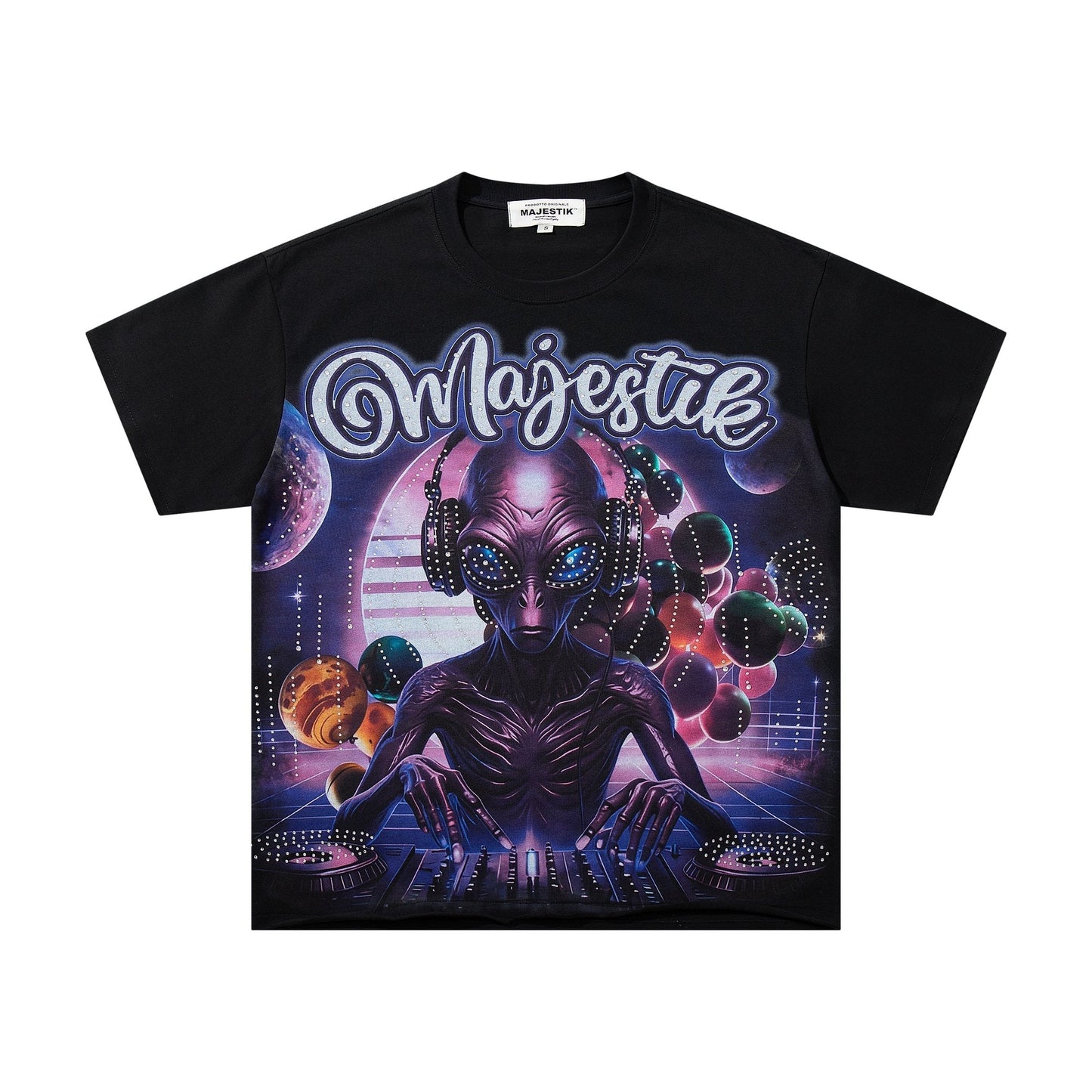 MAJESTIK Alien Rhinestone Graphic T-Shirt ¡ª hero