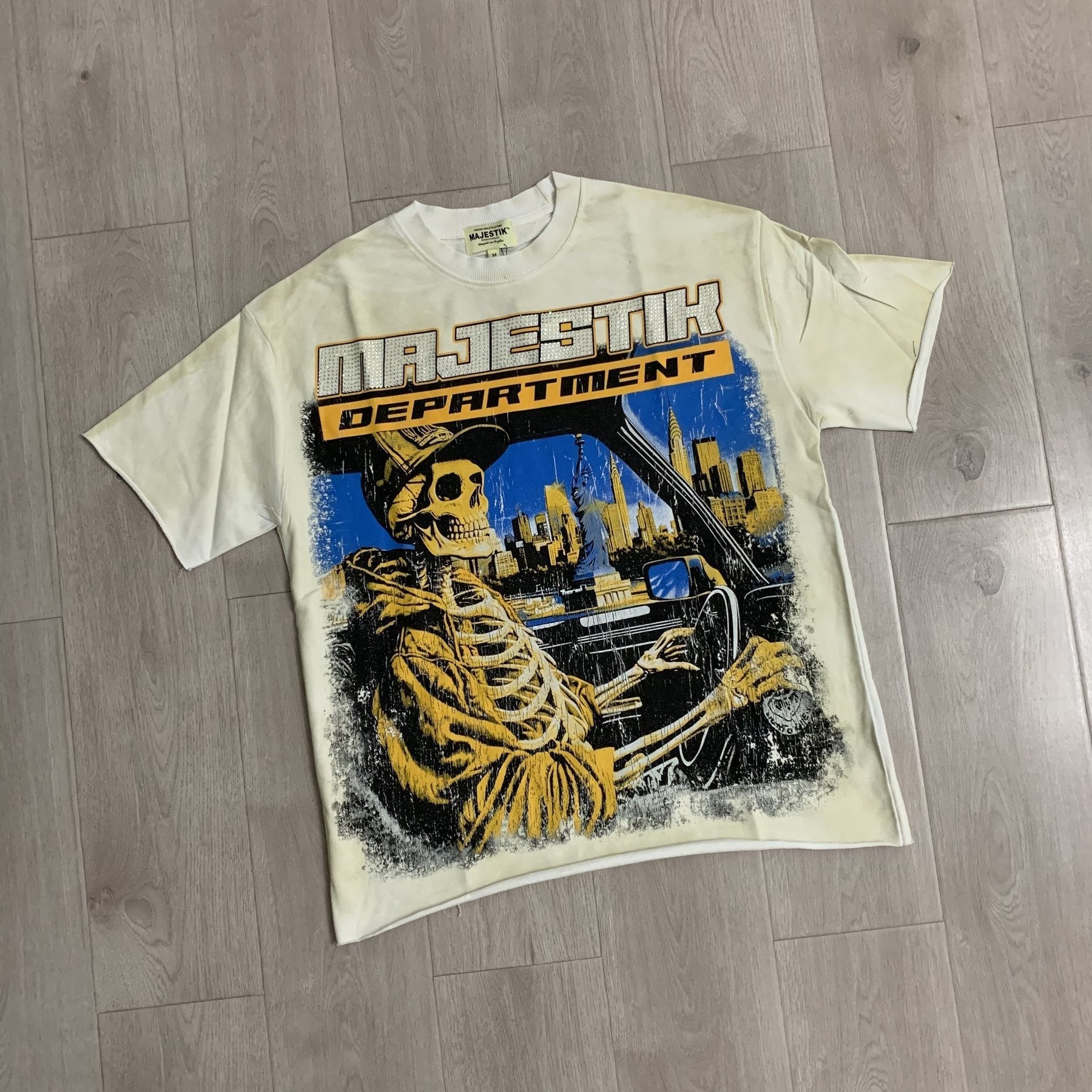 MAJESTIK Skeleton Driver Graphic T-Shirt ¡ª front