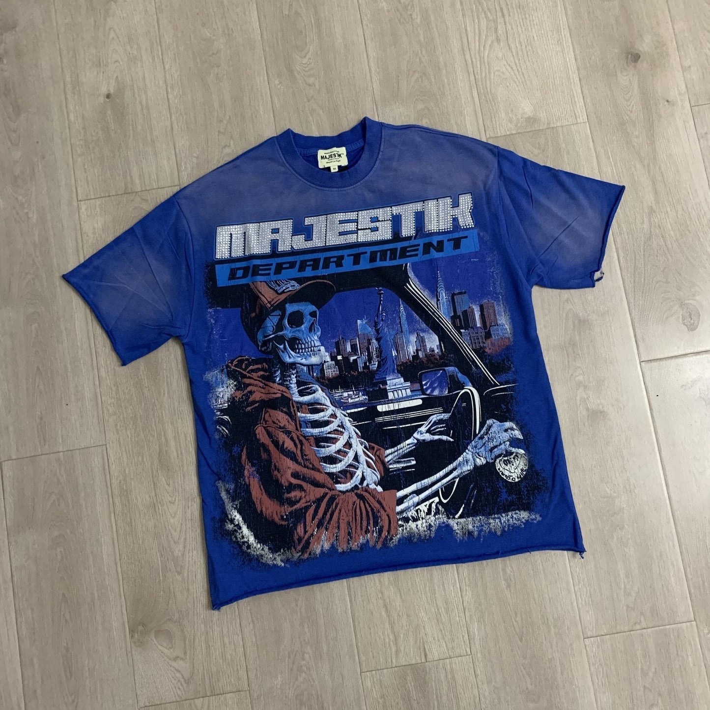 MAJESTIK Skeleton Driver Graphic T-Shirt ¡ª front