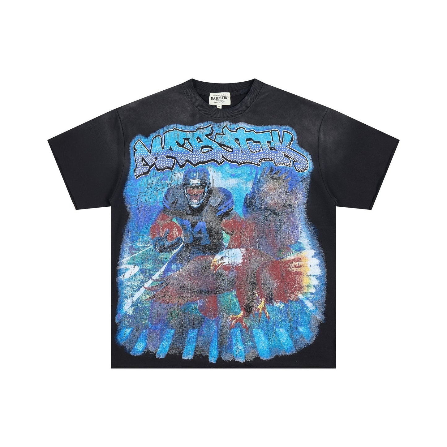 MAJESTIK City View Rhinestone Football Graphic T-Shirt ¡ª hero