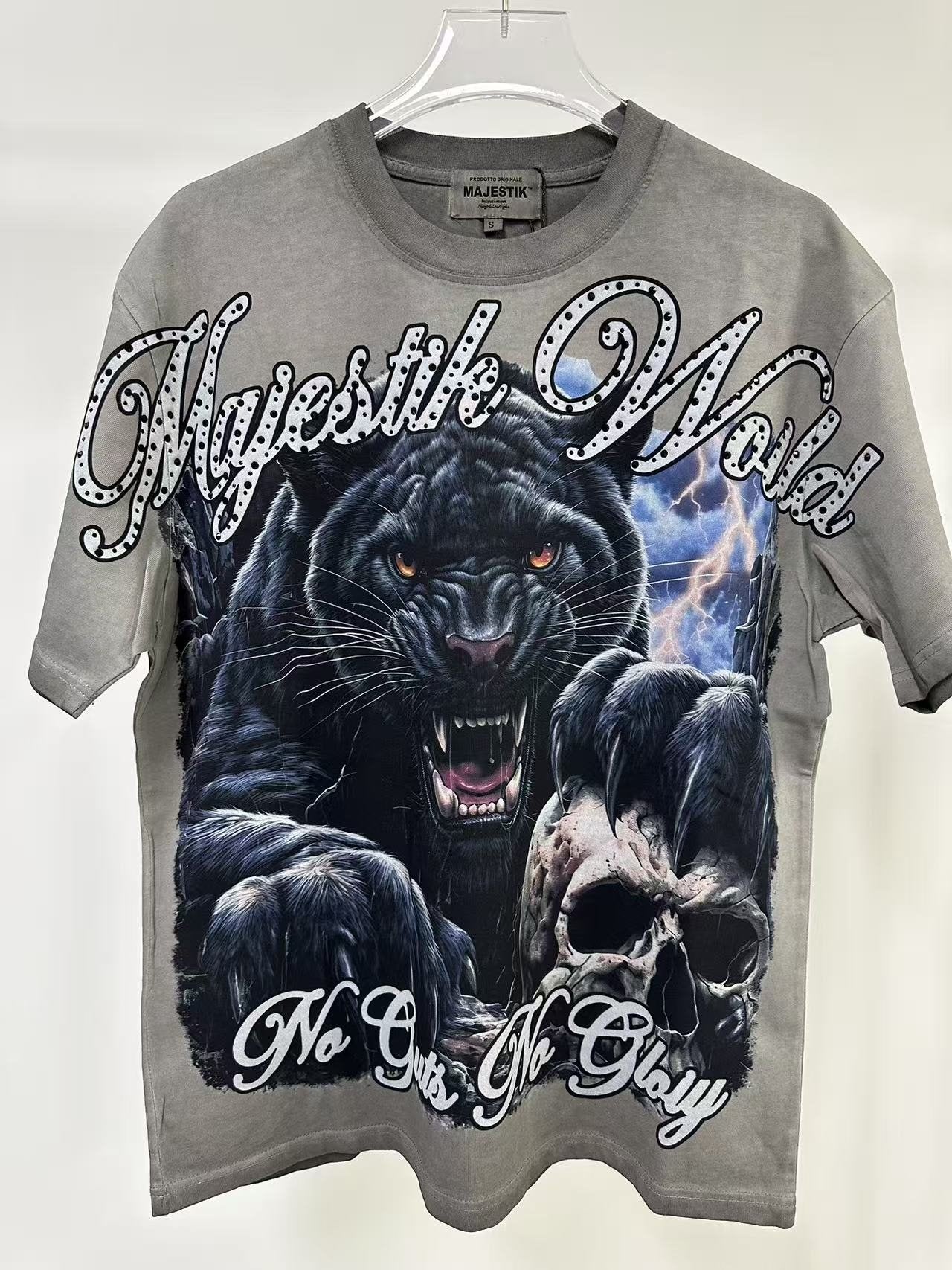 MAJESTIK Panther Skull Graphic T-Shirt ¡ª front