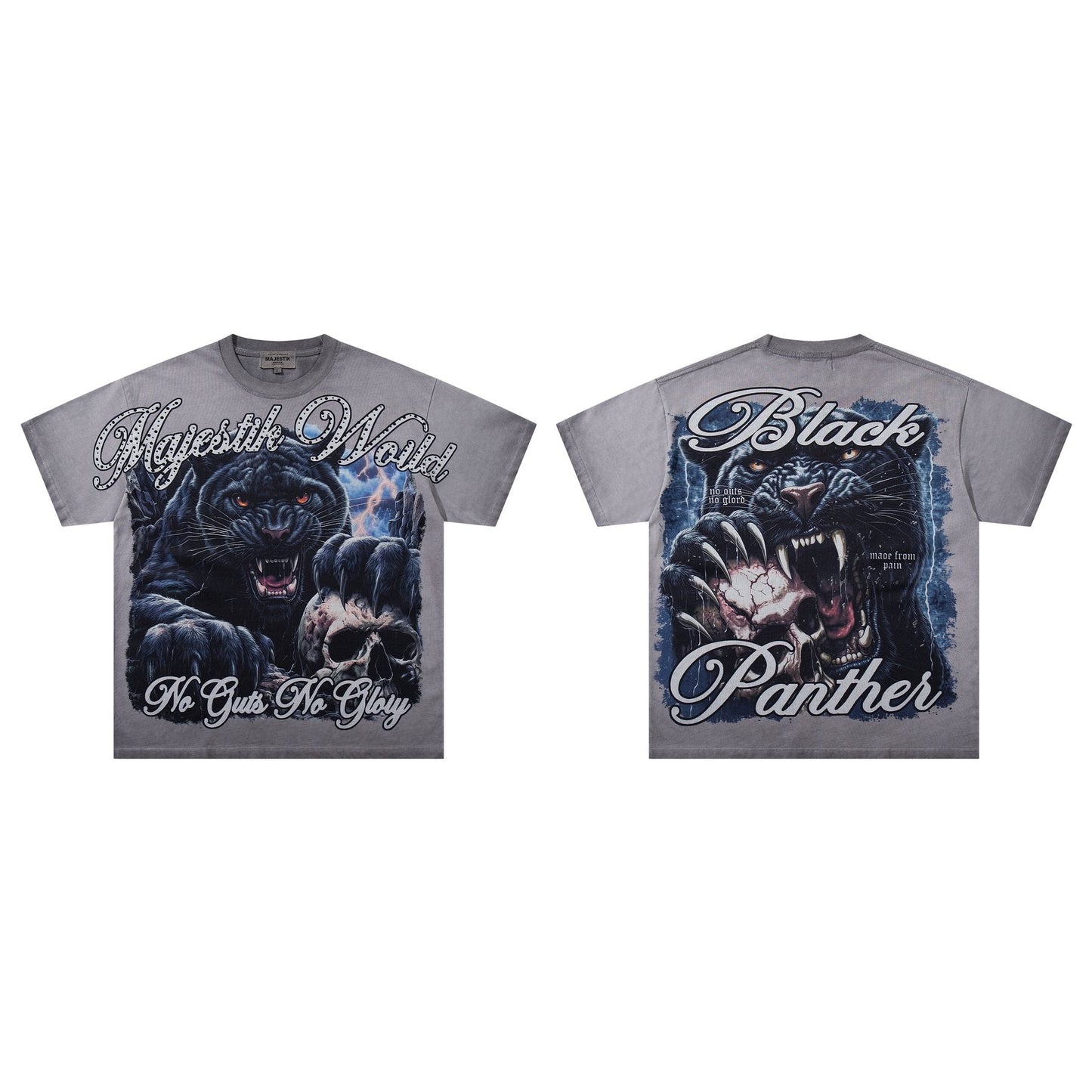 MAJESTIK Panther Skull Graphic T-Shirt ¡ª context