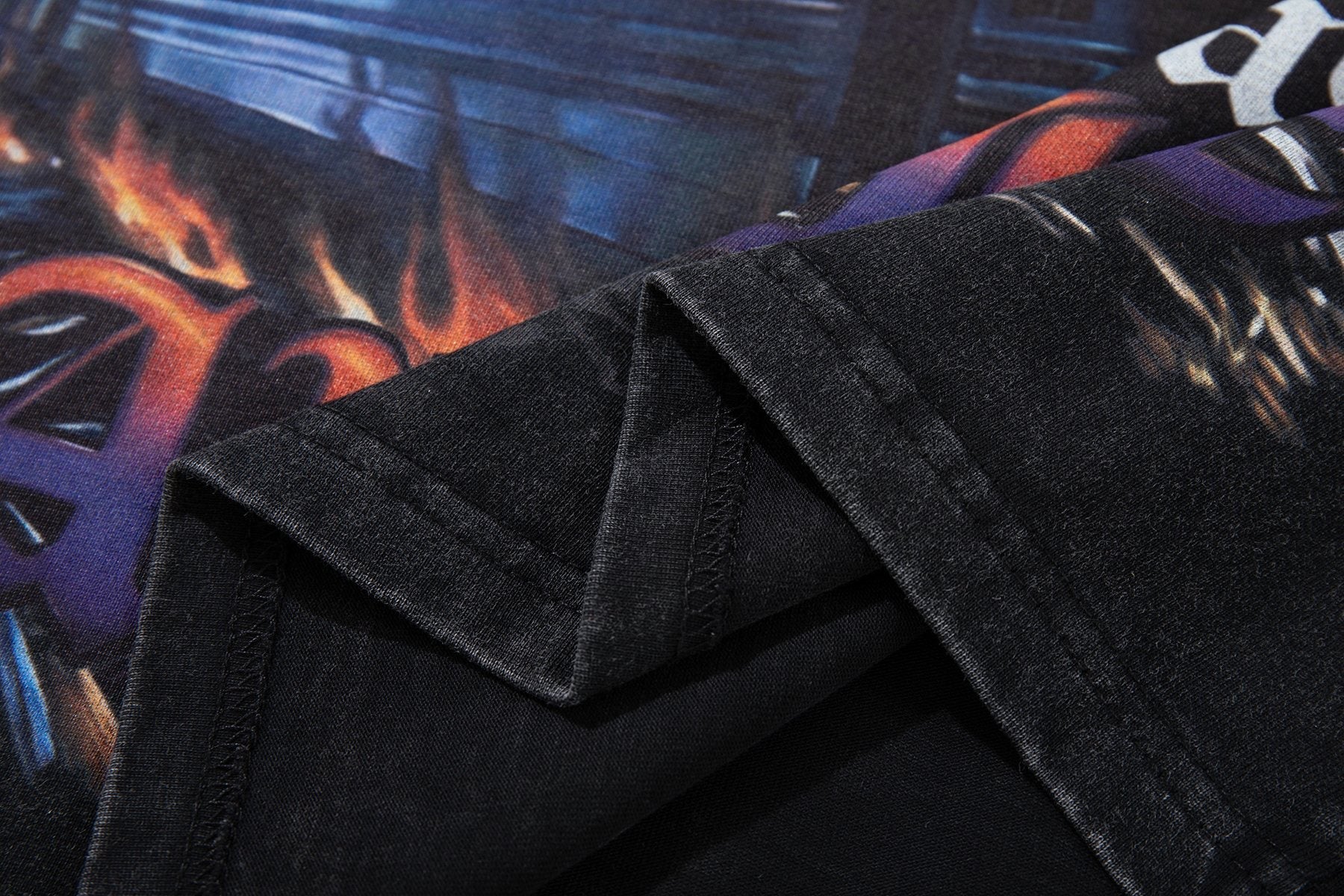 MAJESTIK Washed Black Rhinestone Graphic T-Shirt ¡ª detail