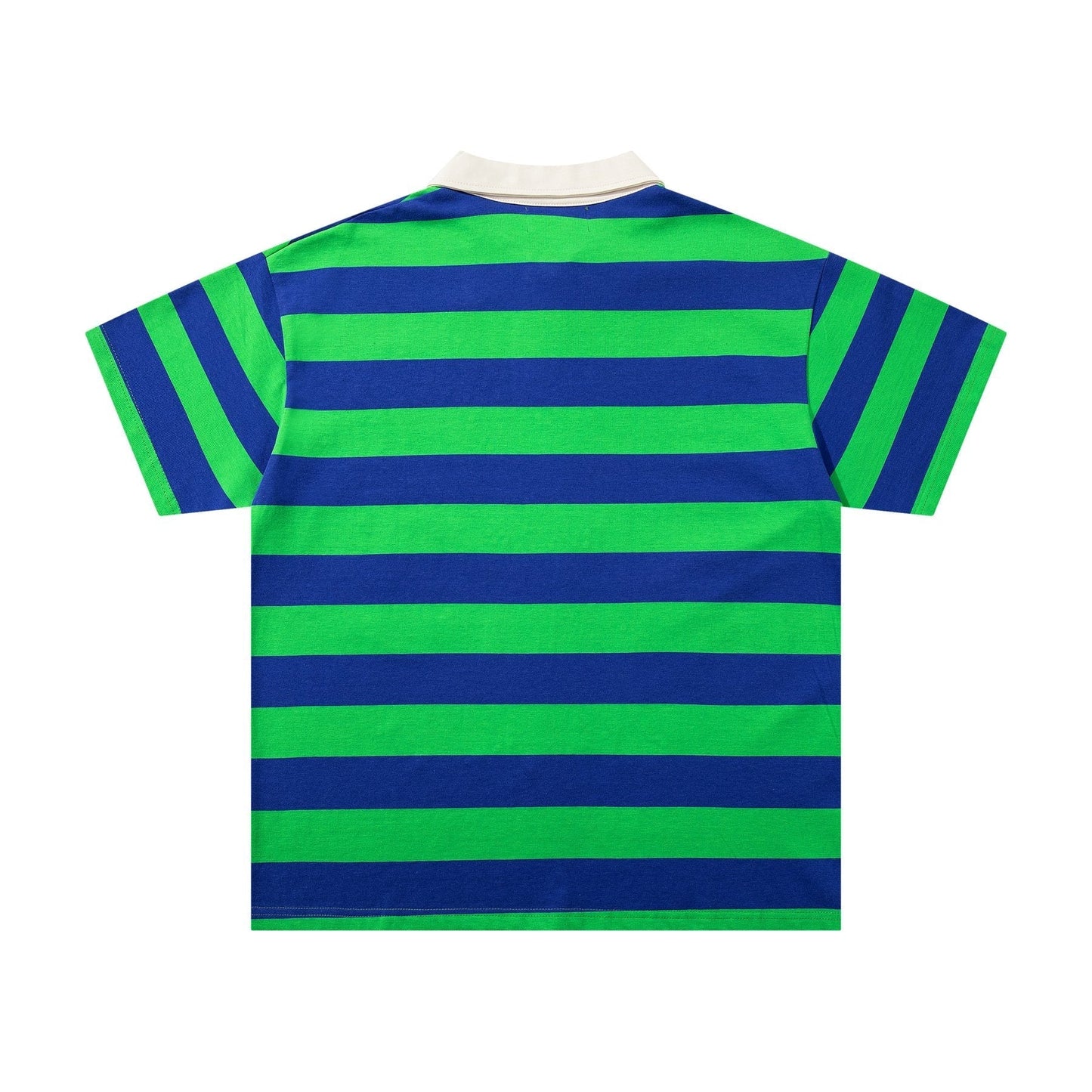 MAJESTIK Green/Blue Striped Skull Graphic Polo Shirt ¡ª back