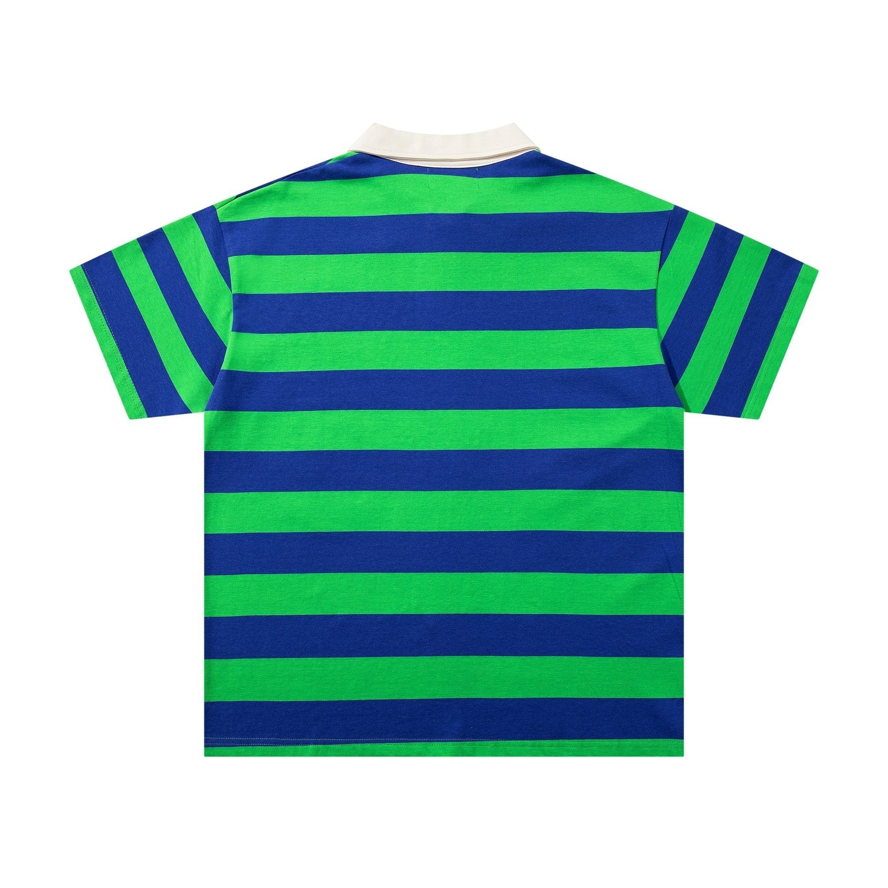 MAJESTIK Green/Blue Striped Skull Graphic Polo Shirt ¡ª back