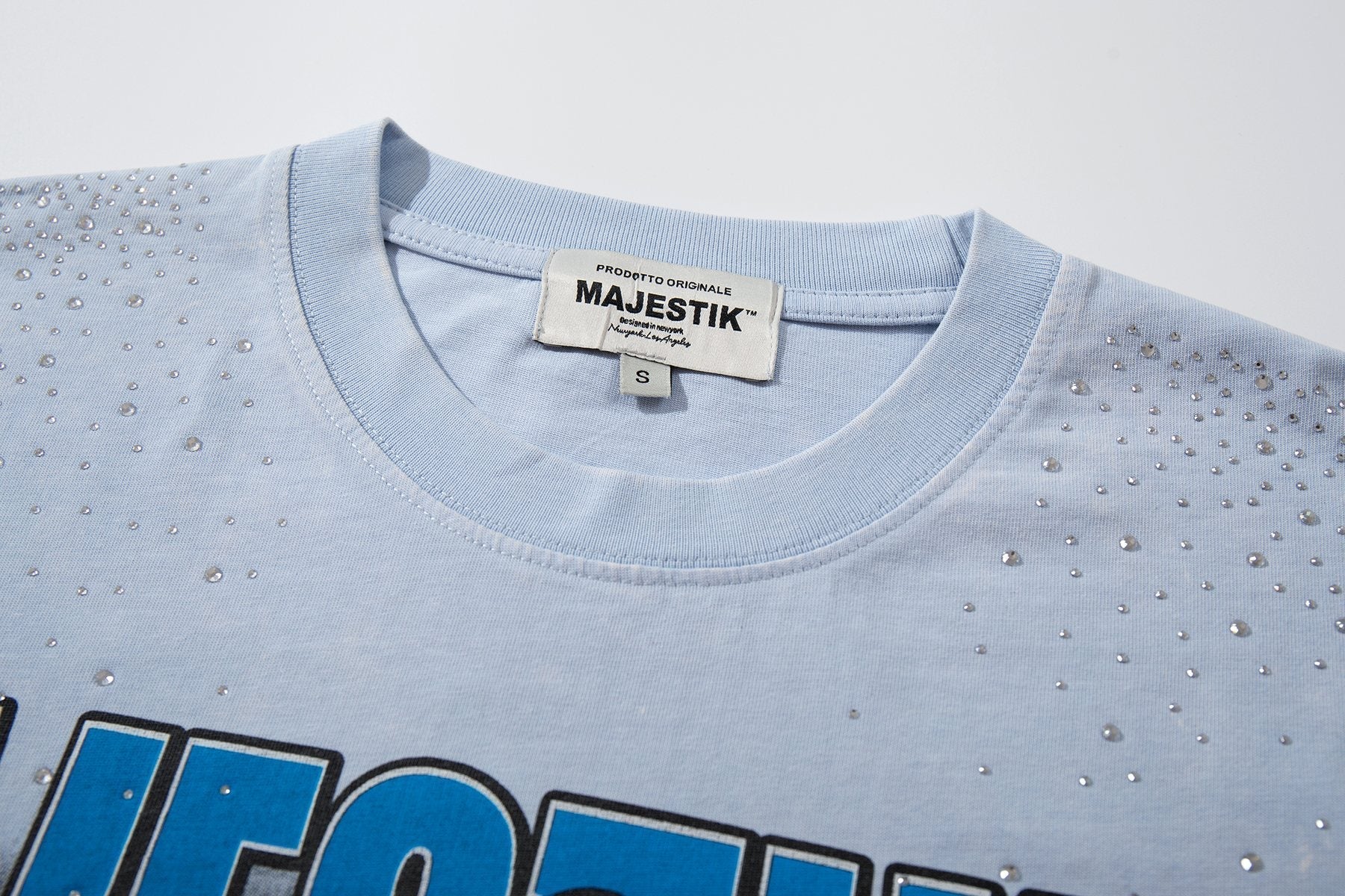 MAJESTIK Washed Rhinestone Graphic T-Shirt ¡ª neck_label