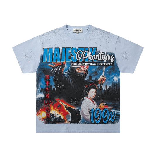 MAJESTIK Washed Rhinestone Graphic T-Shirt ¡ª hero