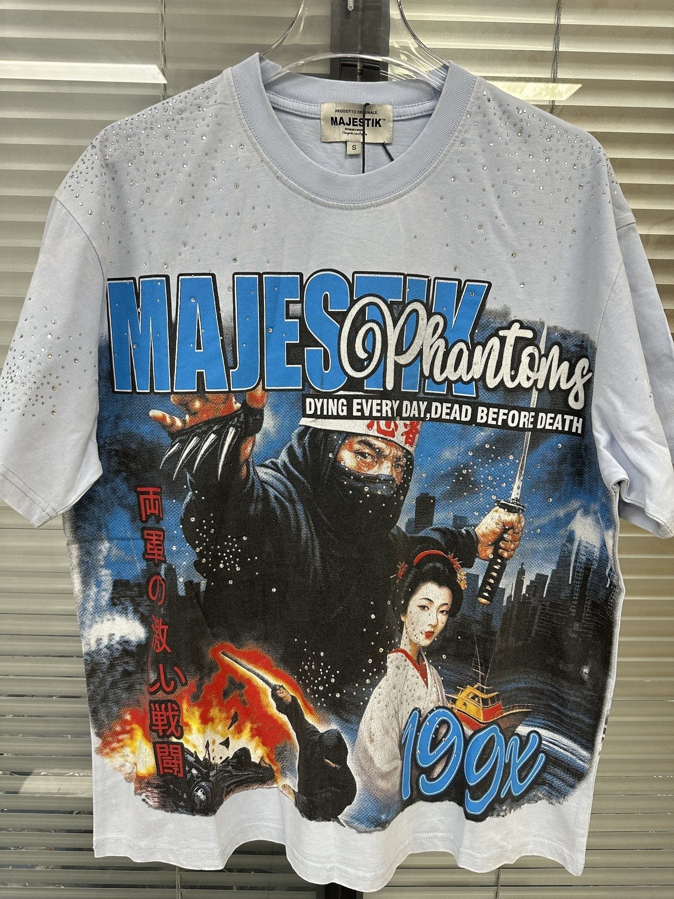 MAJESTIK Washed Rhinestone Graphic T-Shirt ¡ª context