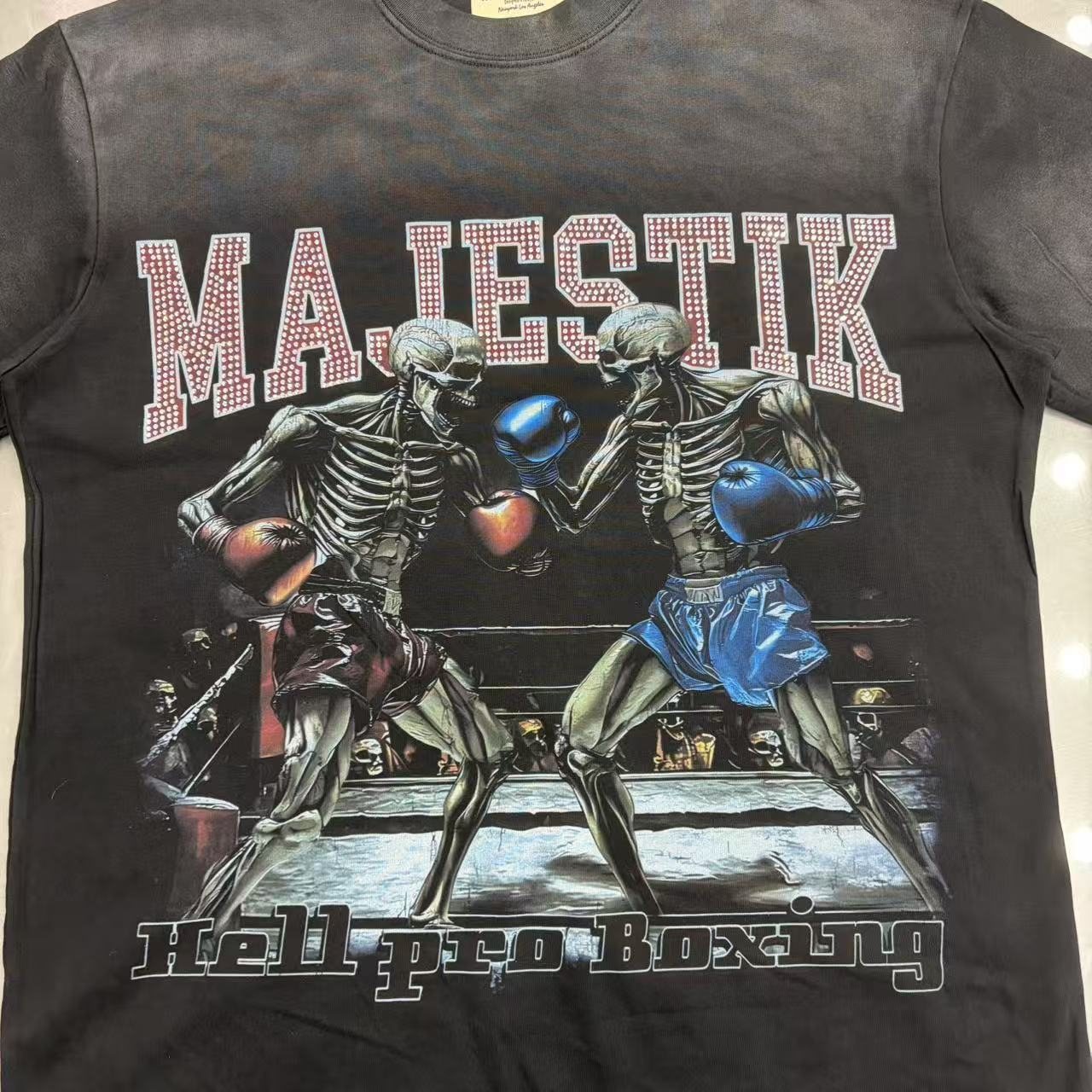 MAJESTIK Skeleton Boxing Graphic T-Shirt ¡ª detail